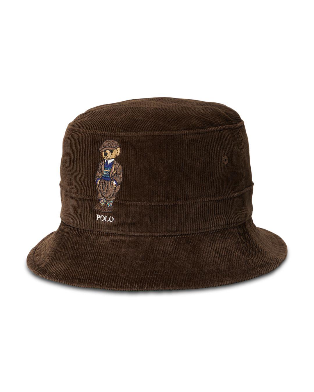 Polo Ralph Lauren Polo Bear Corduroy Bucket Hat in Cooper Brown (Brown ...