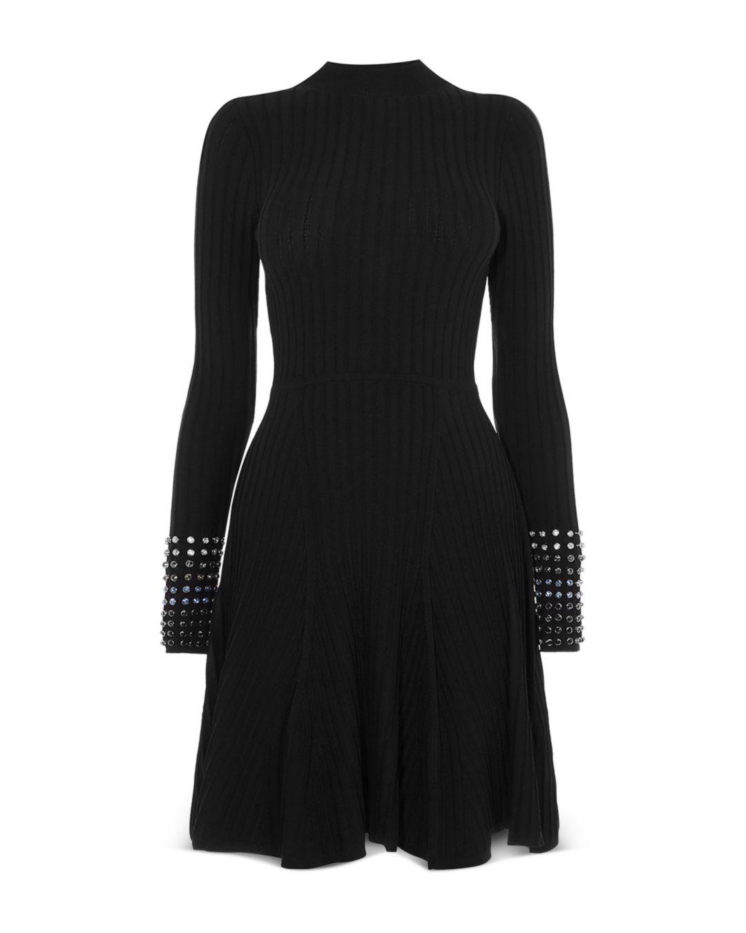 karen millen embellished cuff dress black