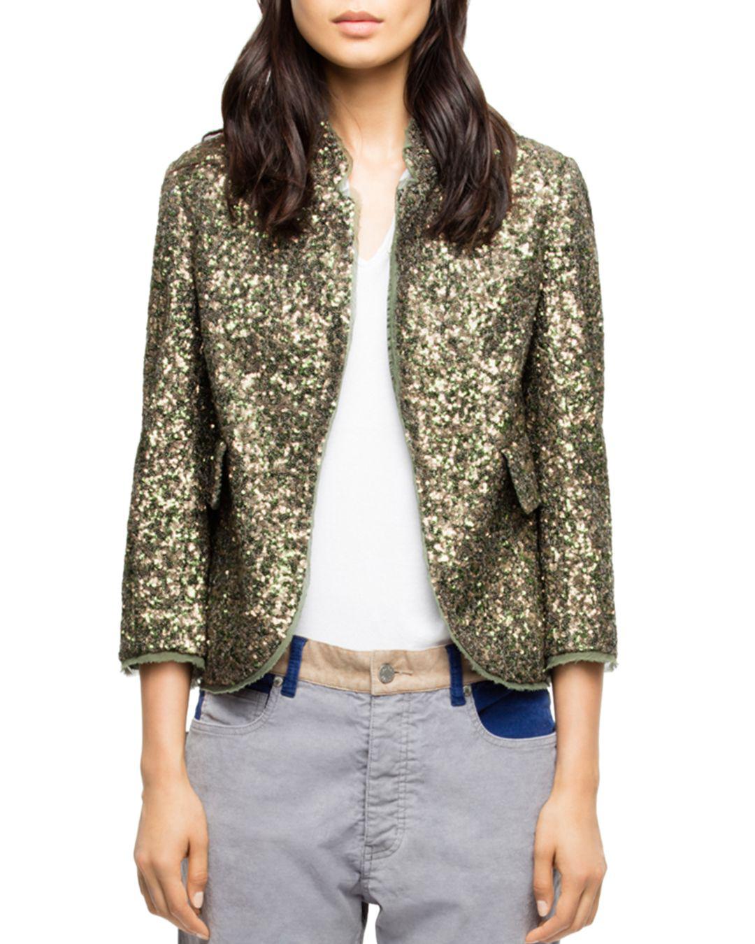 Zadig & Voltaire Verys Sequined Jacket in Olive (Green) Lyst