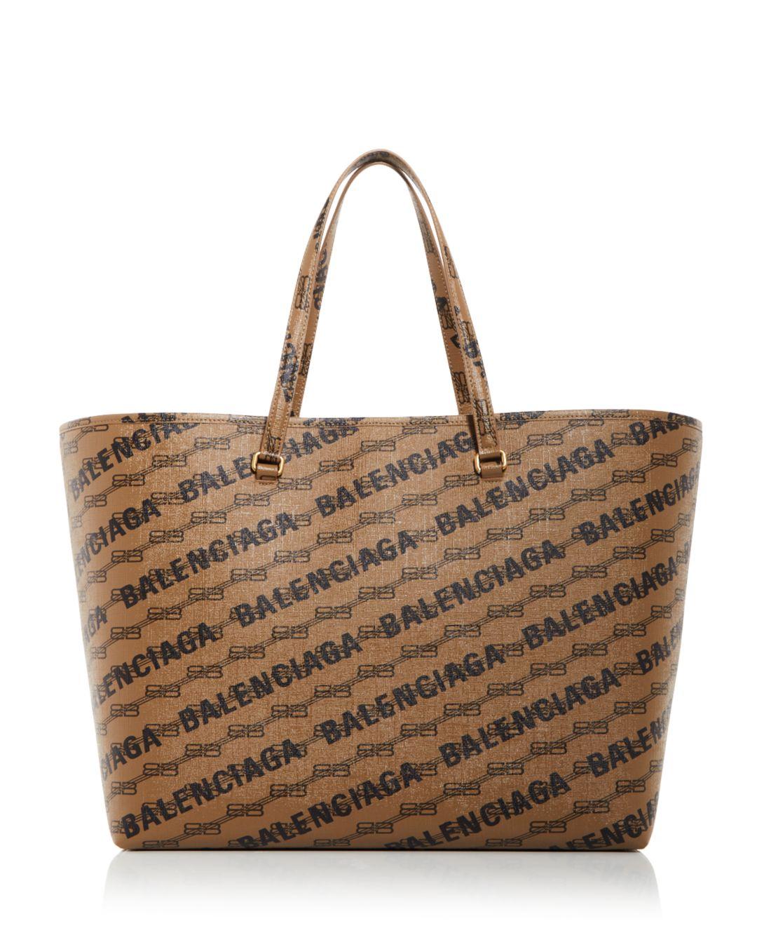 Balenciaga Signature Large East West Coated Canvas Shopper in Brown | Lyst