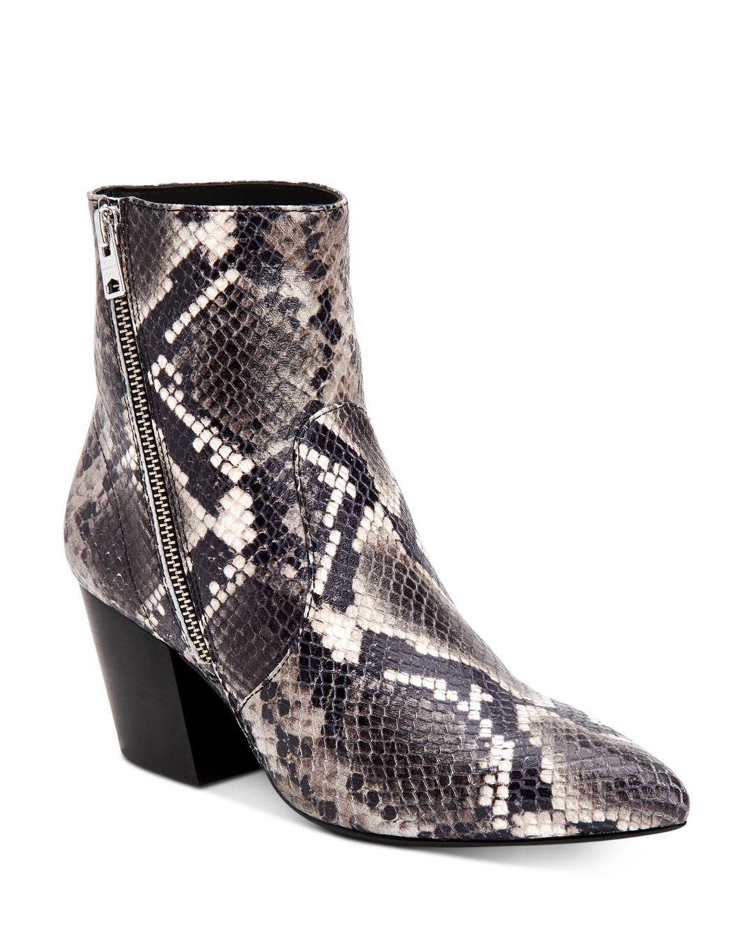 women's snake print booties