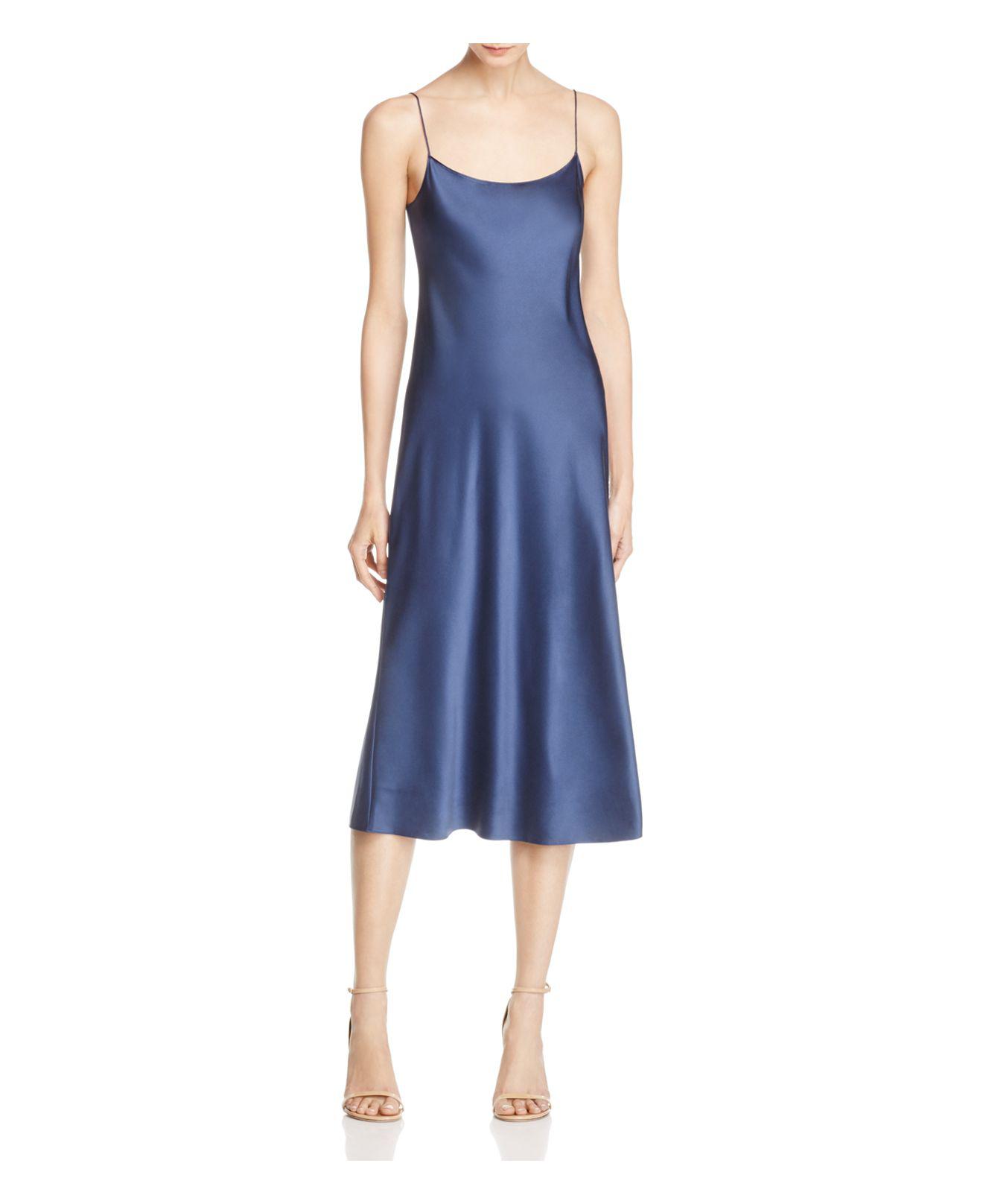 Theory Telson Satin Slip Dress in Blue Lyst
