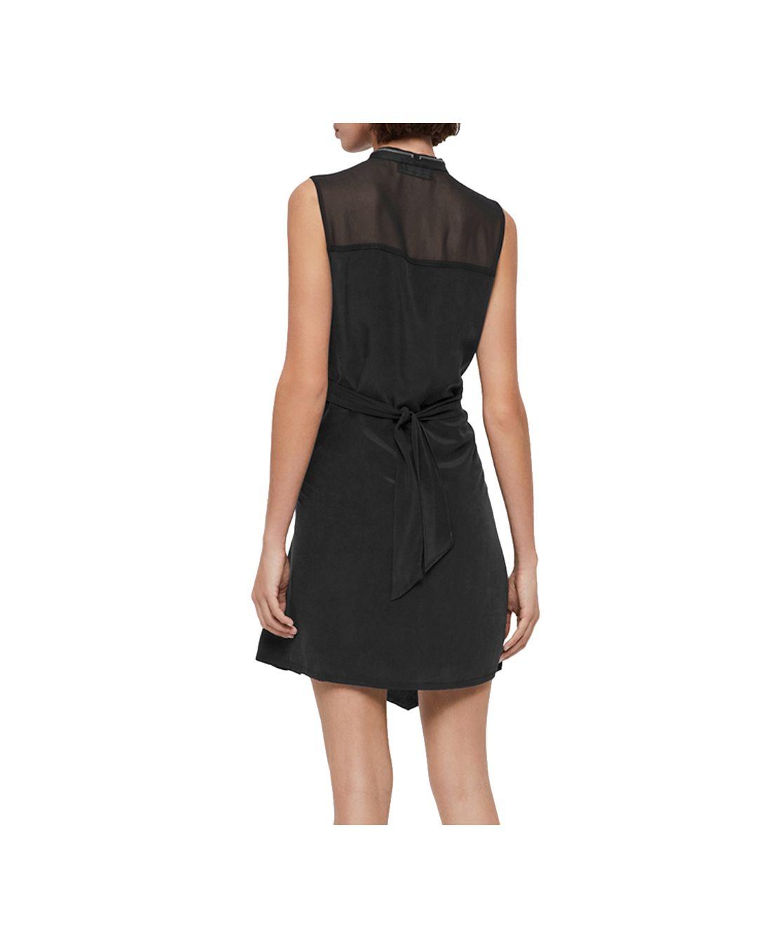 AllSaints Jayda Zip - Front Silk Dress in Black | Lyst