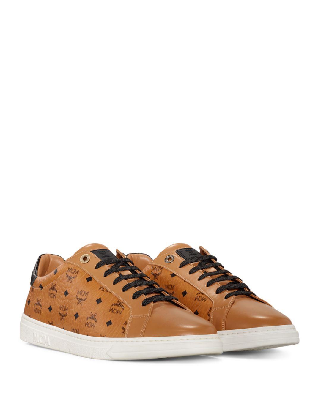 MCM Leather Women's New Court Lace Up Sneakers in Cognac (Brown) - Lyst