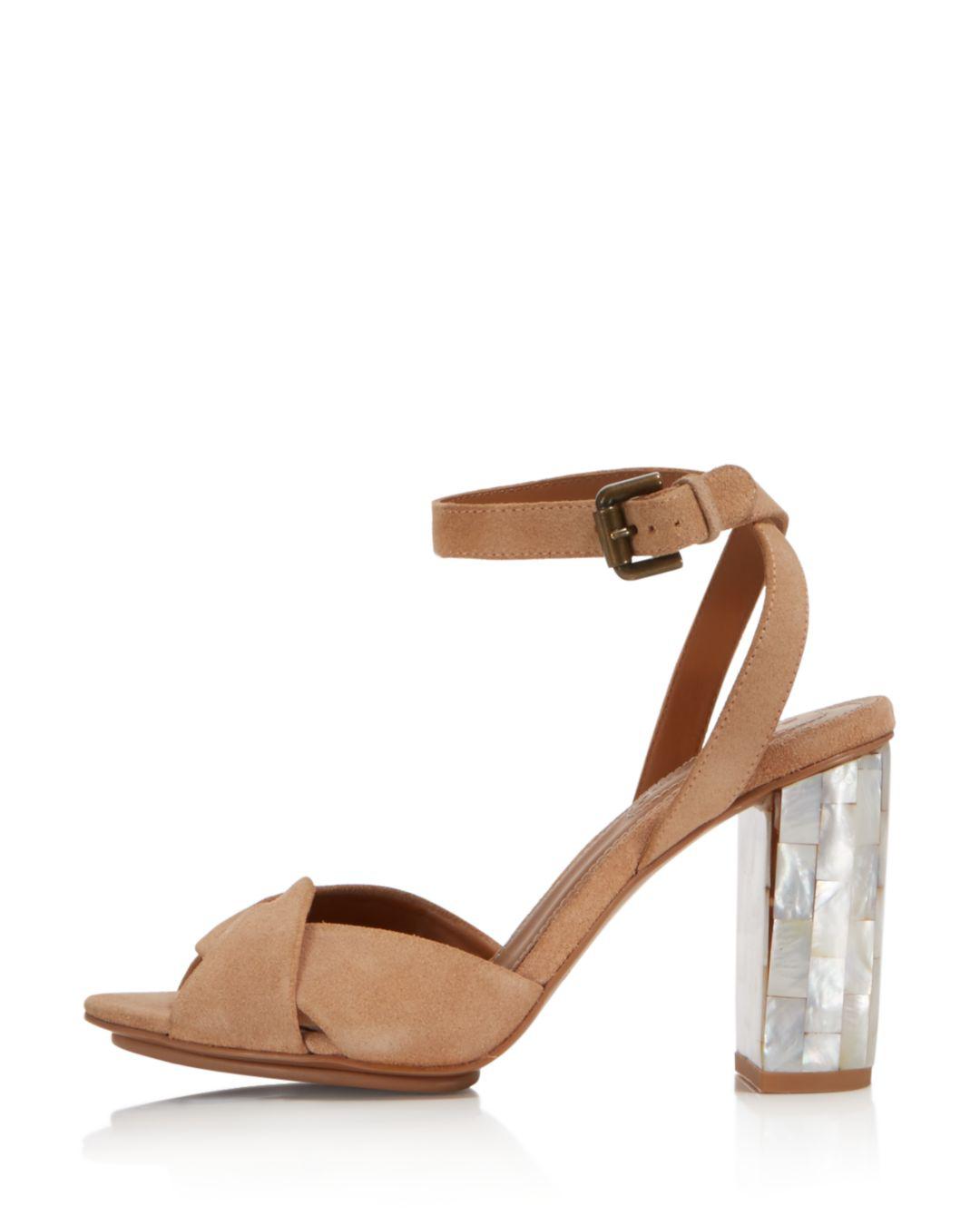 See By Chloé Women's Isida Suede & Mother-of-pearl Block Heel Sandals in  Brown - Lyst