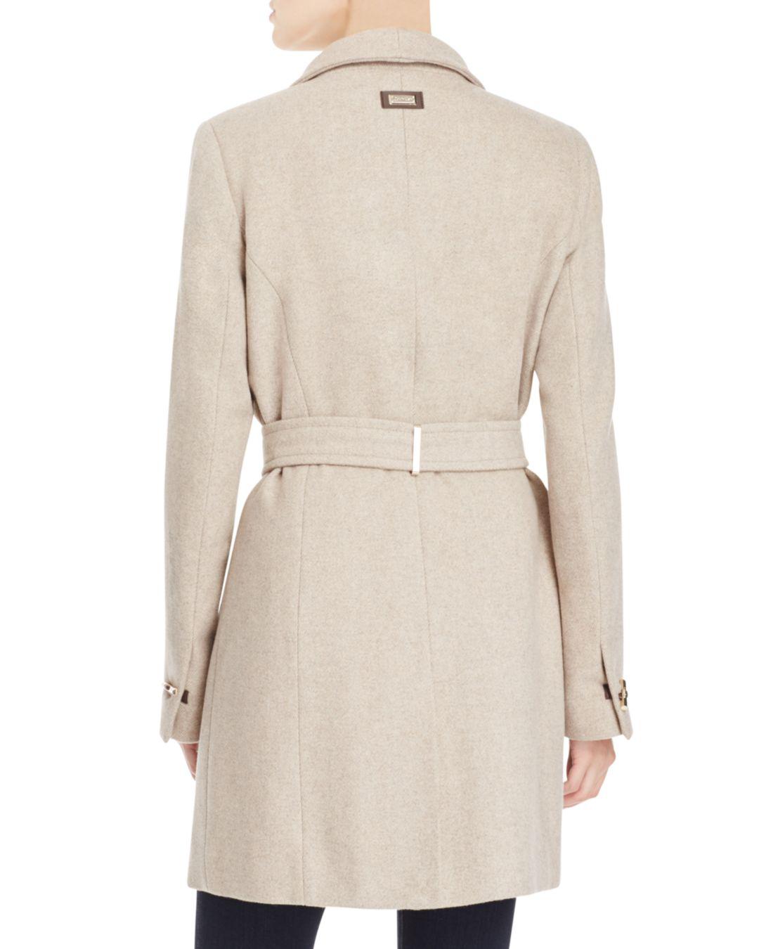 calvin klein belted wrap coat oatmeal