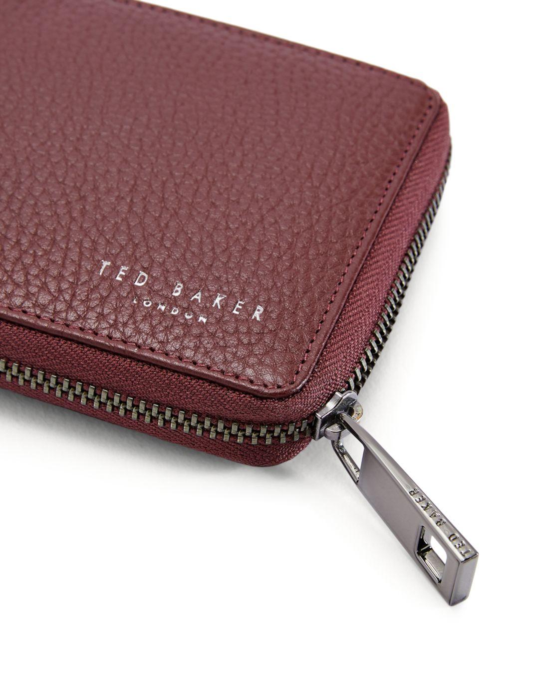 Ted Baker Worner Zip Around Leather Wallet in Dark Red (Red) Lyst
