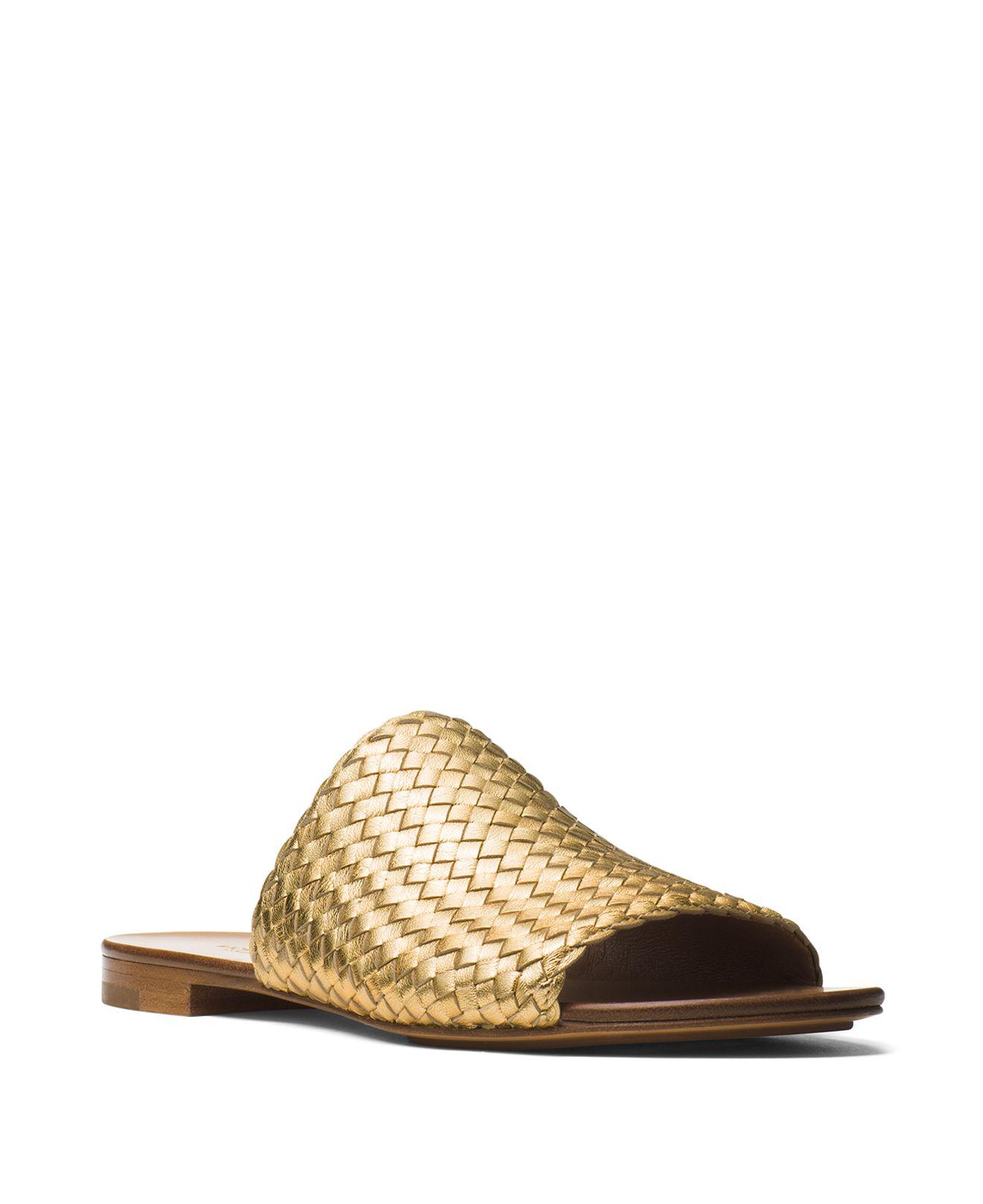 Michael Kors Collection Byrne Metallic Leather Woven Slide