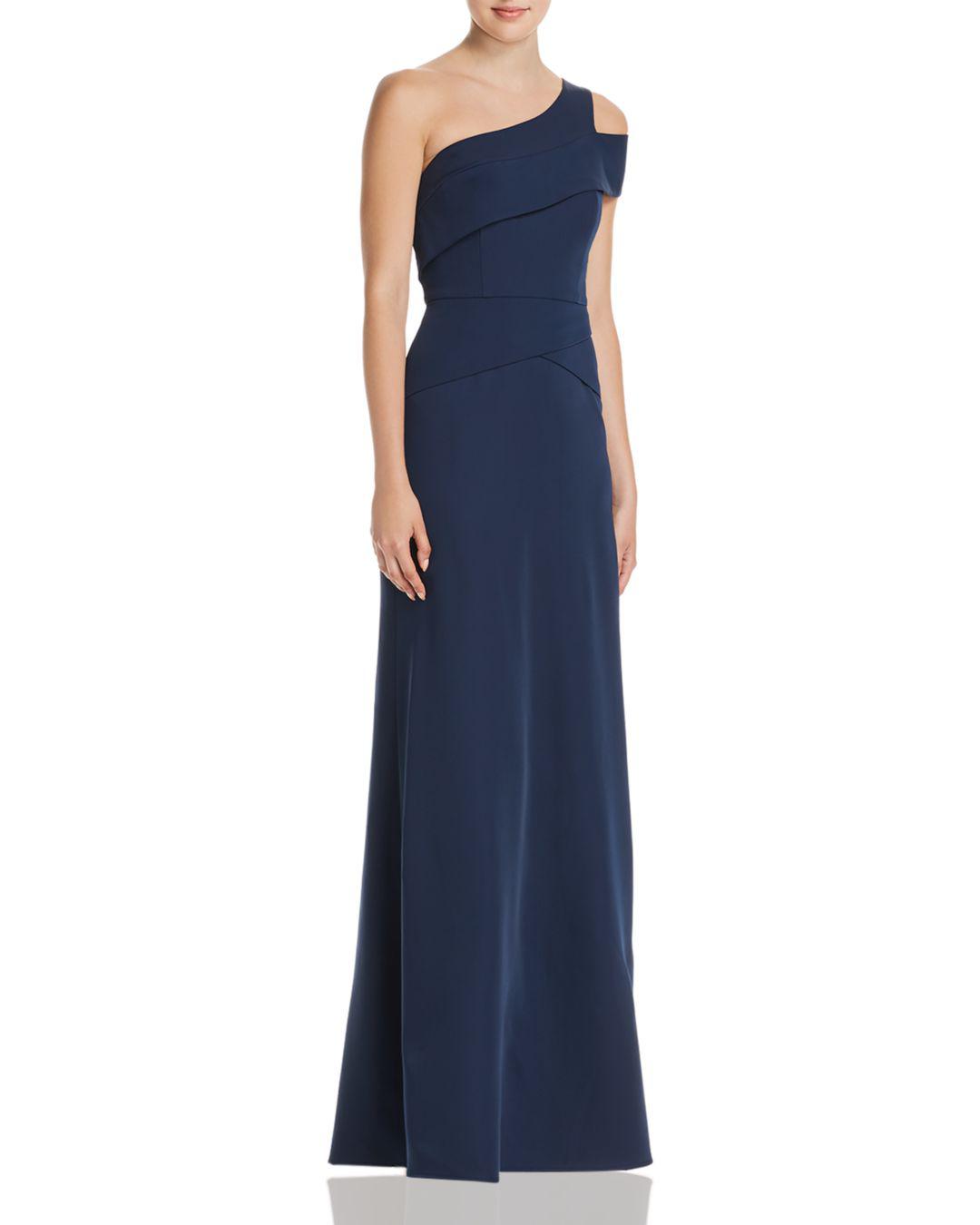 bcbgmaxazria one shoulder cut out gown