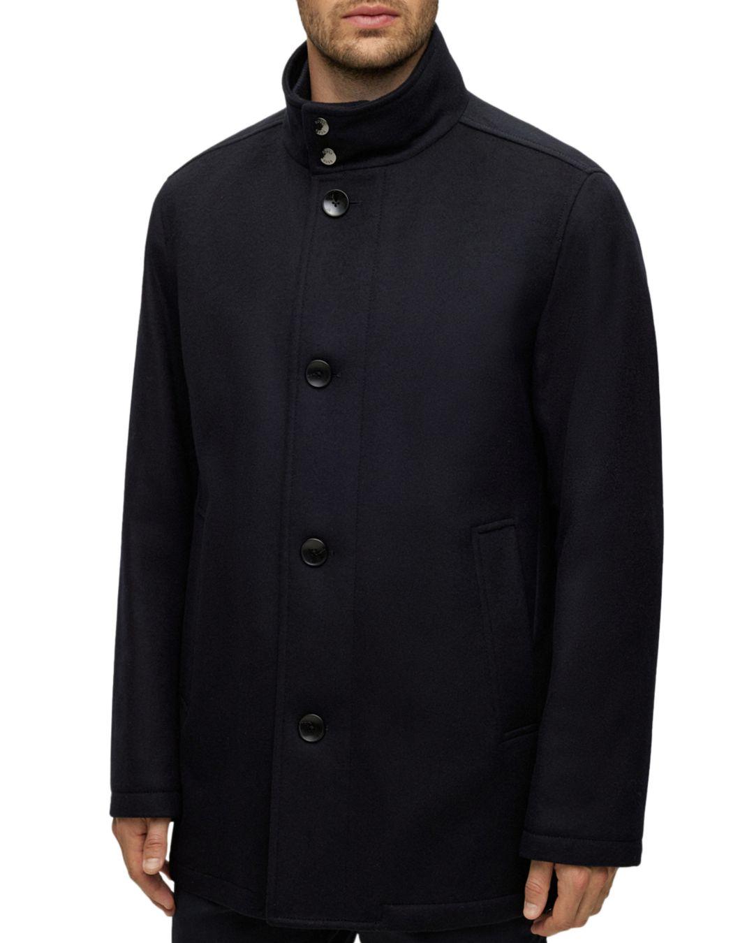 BOSS by HUGO BOSS H - Coxtan - 224 1024403 Wool & Cashmere Attached Bib Coat  in Blue for Men | Lyst