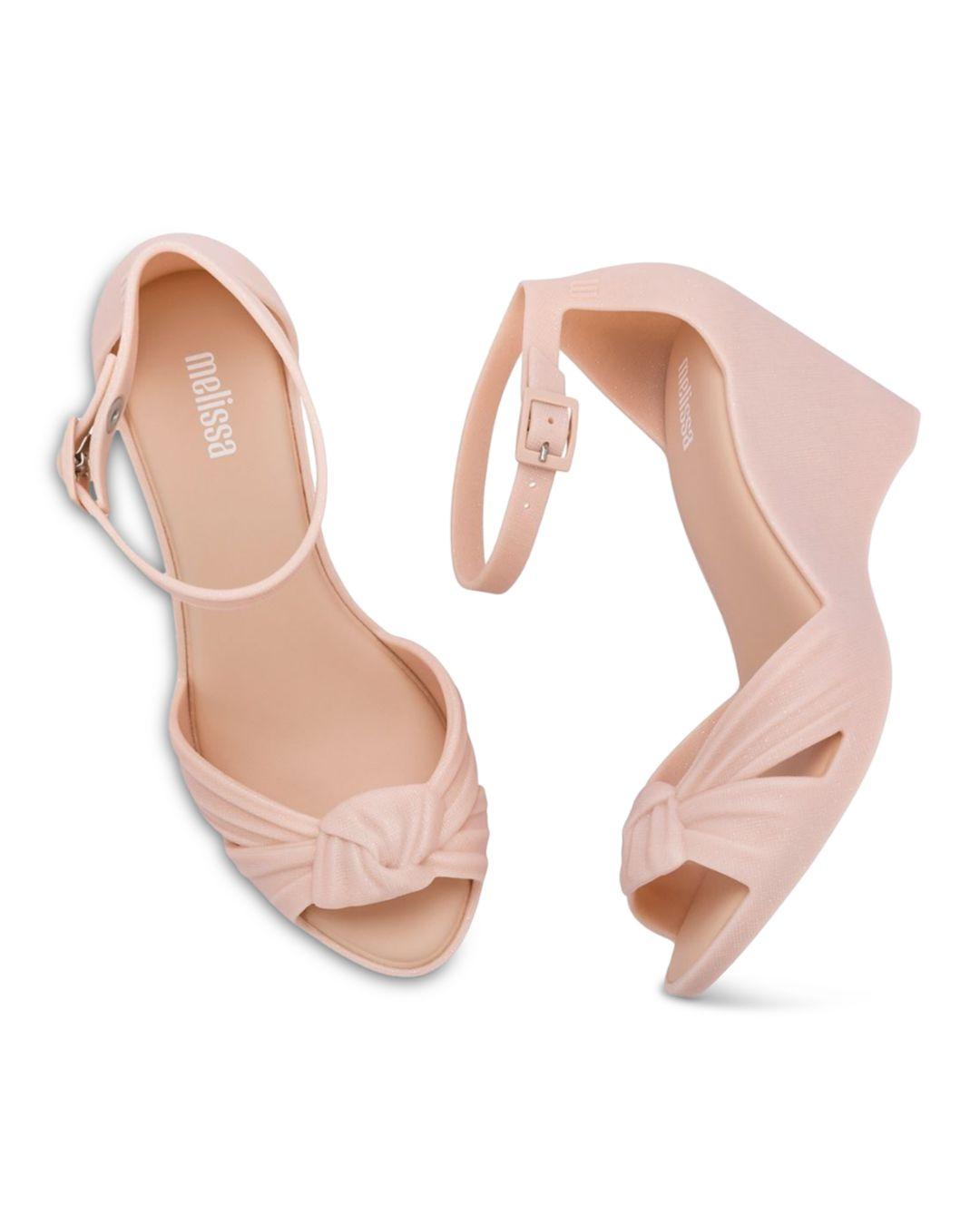 Melissa Strappy Knotted Wedge Sandals in Pink | Lyst