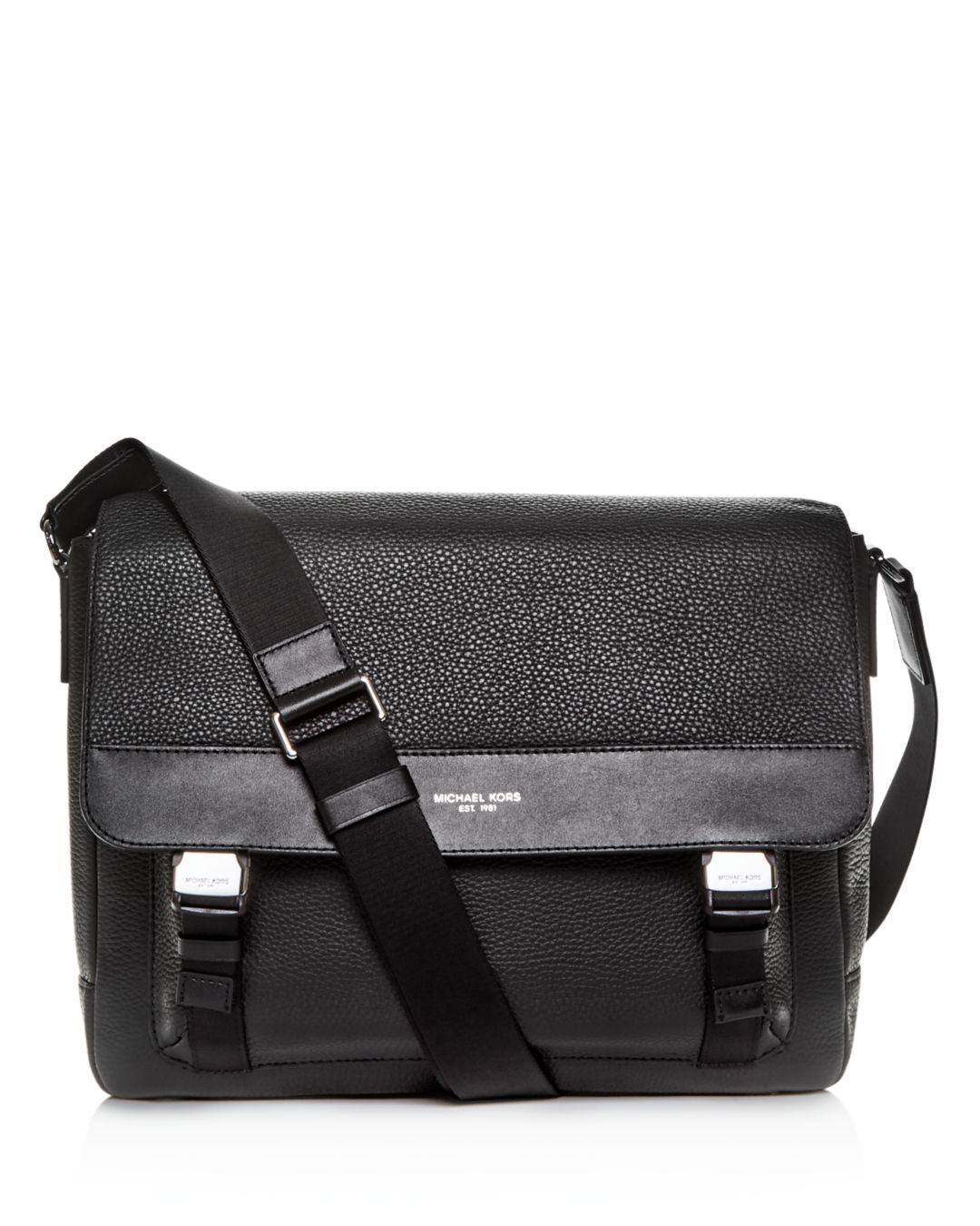 Michael Kors Greyson Pebbled Leather Messenger Bag in Black for Men - Save 13% - Lyst