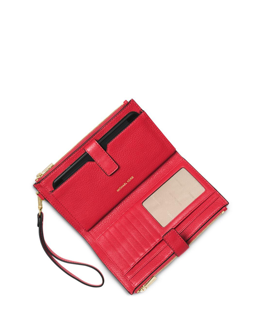 Michael Kors Michael Adele Double Zip Leather Iphone 7 Plus Wristlet in Red  | Lyst