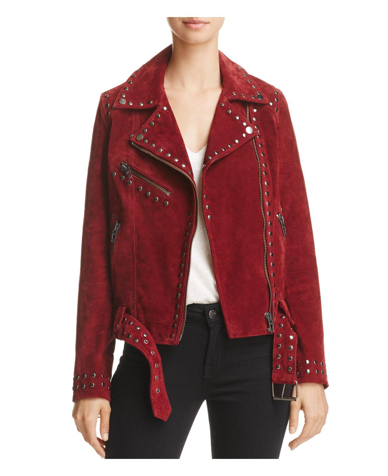 Blank NYC Studded Suede Motorcycle Jacket in Oxblood (Red) Lyst