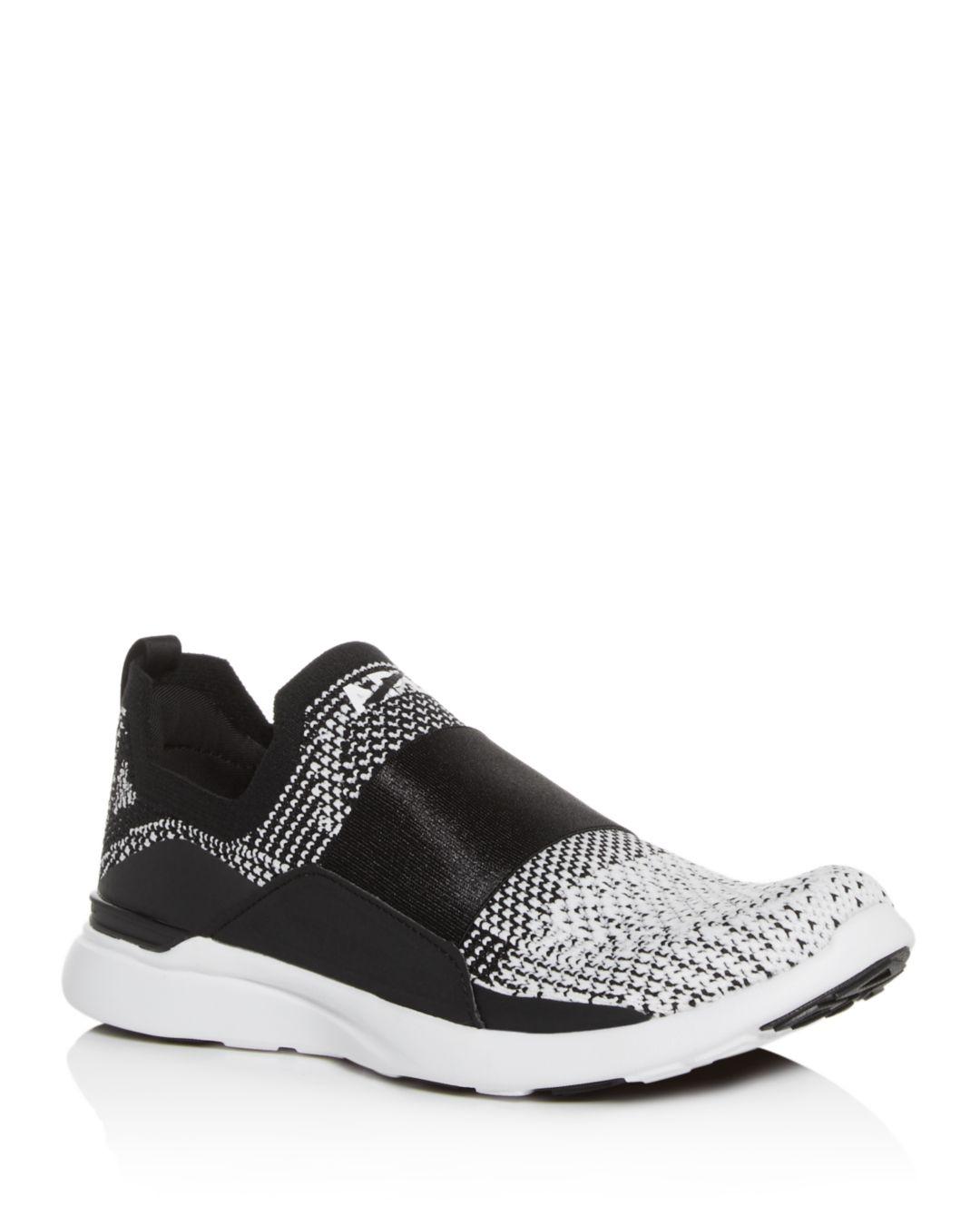 black knit slip on sneakers