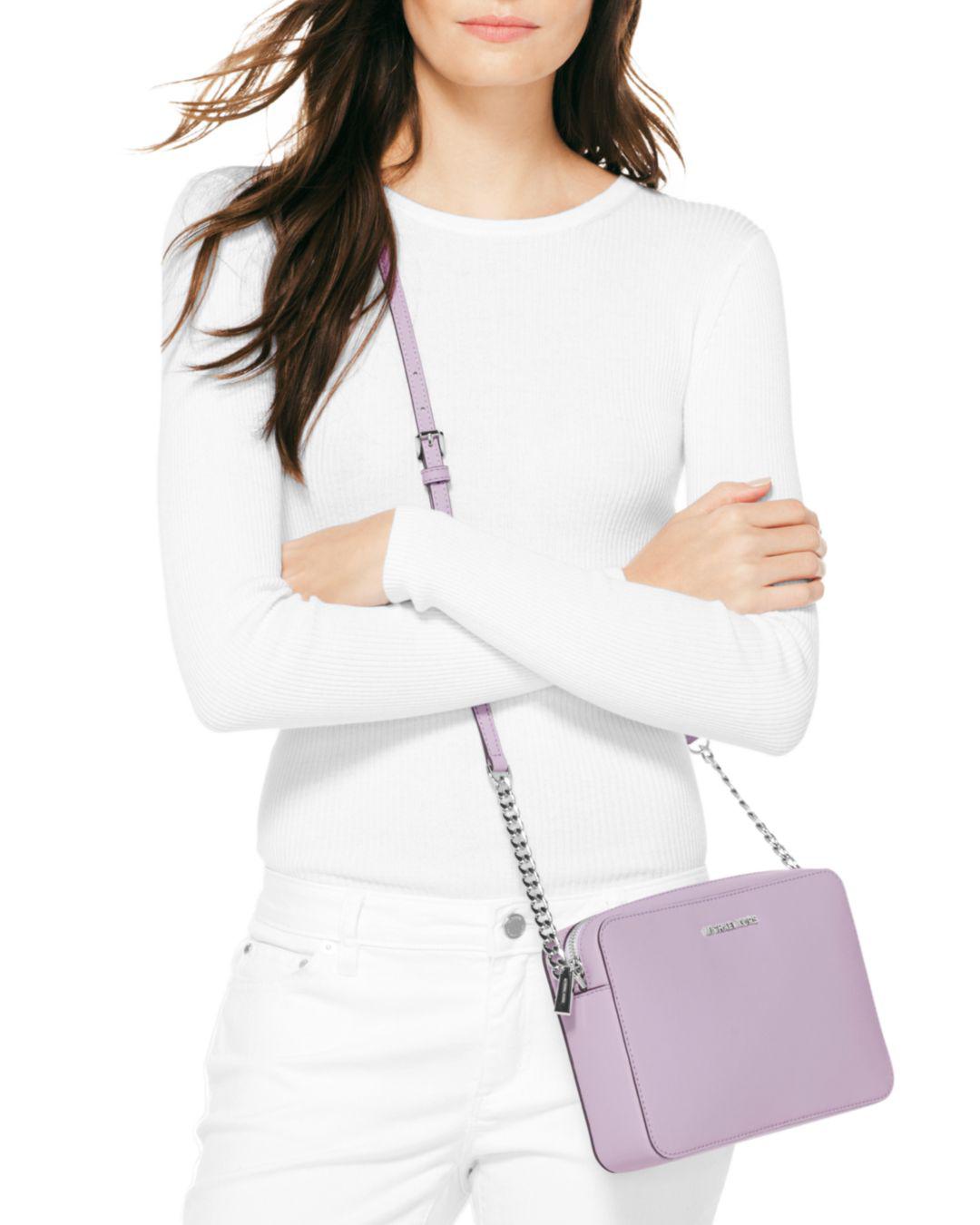 MICHAEL Michael Kors Jet Set Large Saffiano Leather Crossbody in Purple |  Lyst