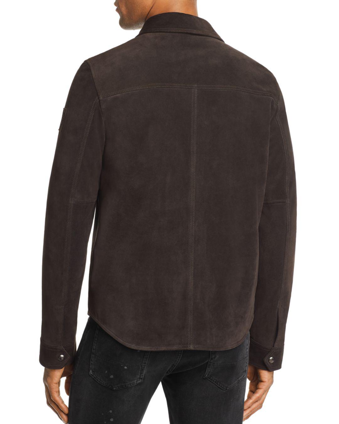 Belstaff Malyon Suede Shirt Jacket in Black for Men - Lyst