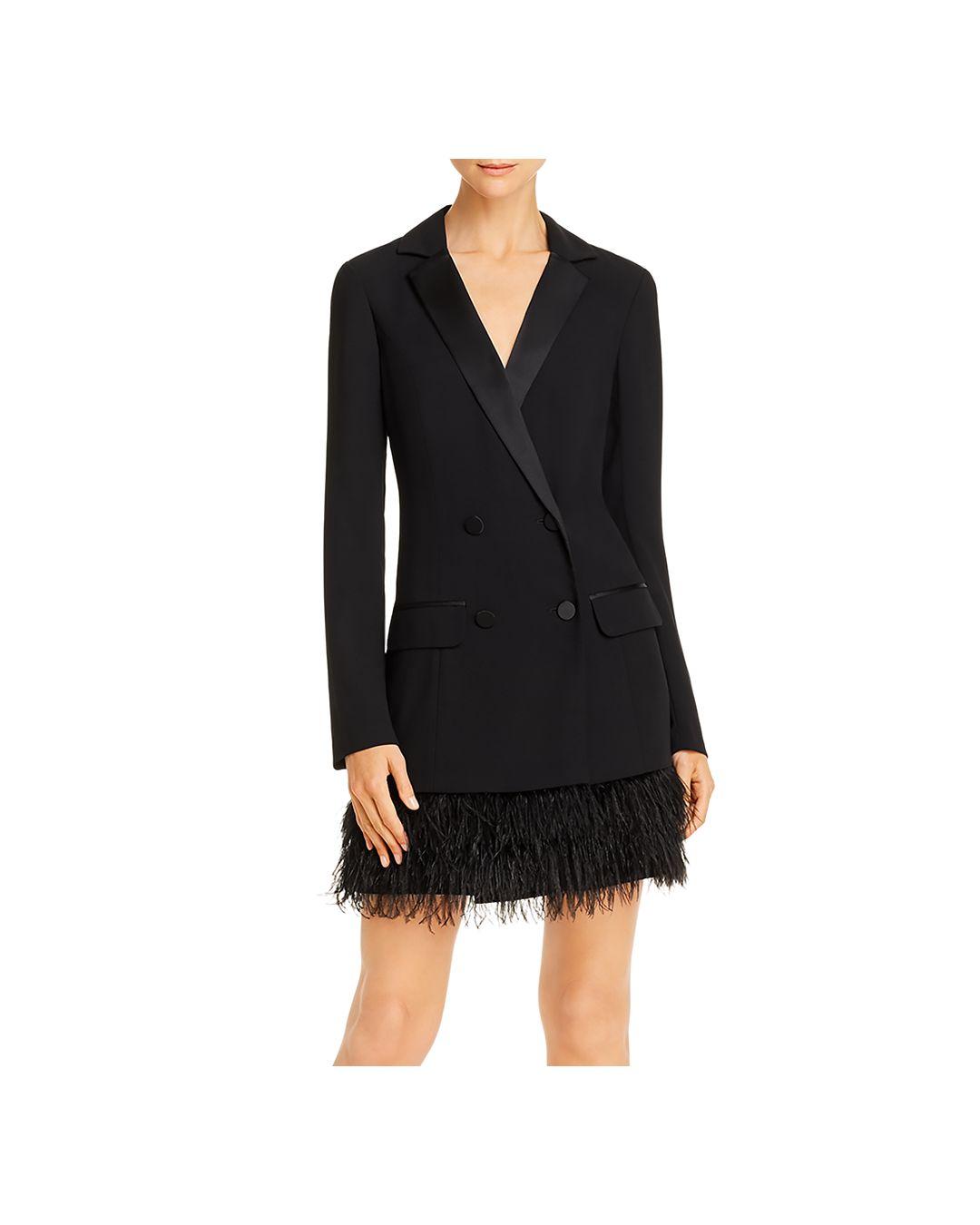 blazer dress with feathers