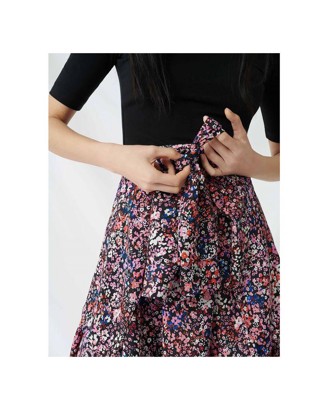bimaterial midi dress