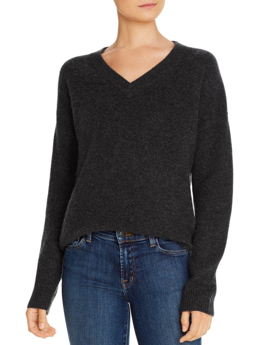 Michael Stars Womens Cashmere Blend Long Sleeve Soft V-Neck with Exposed Seams