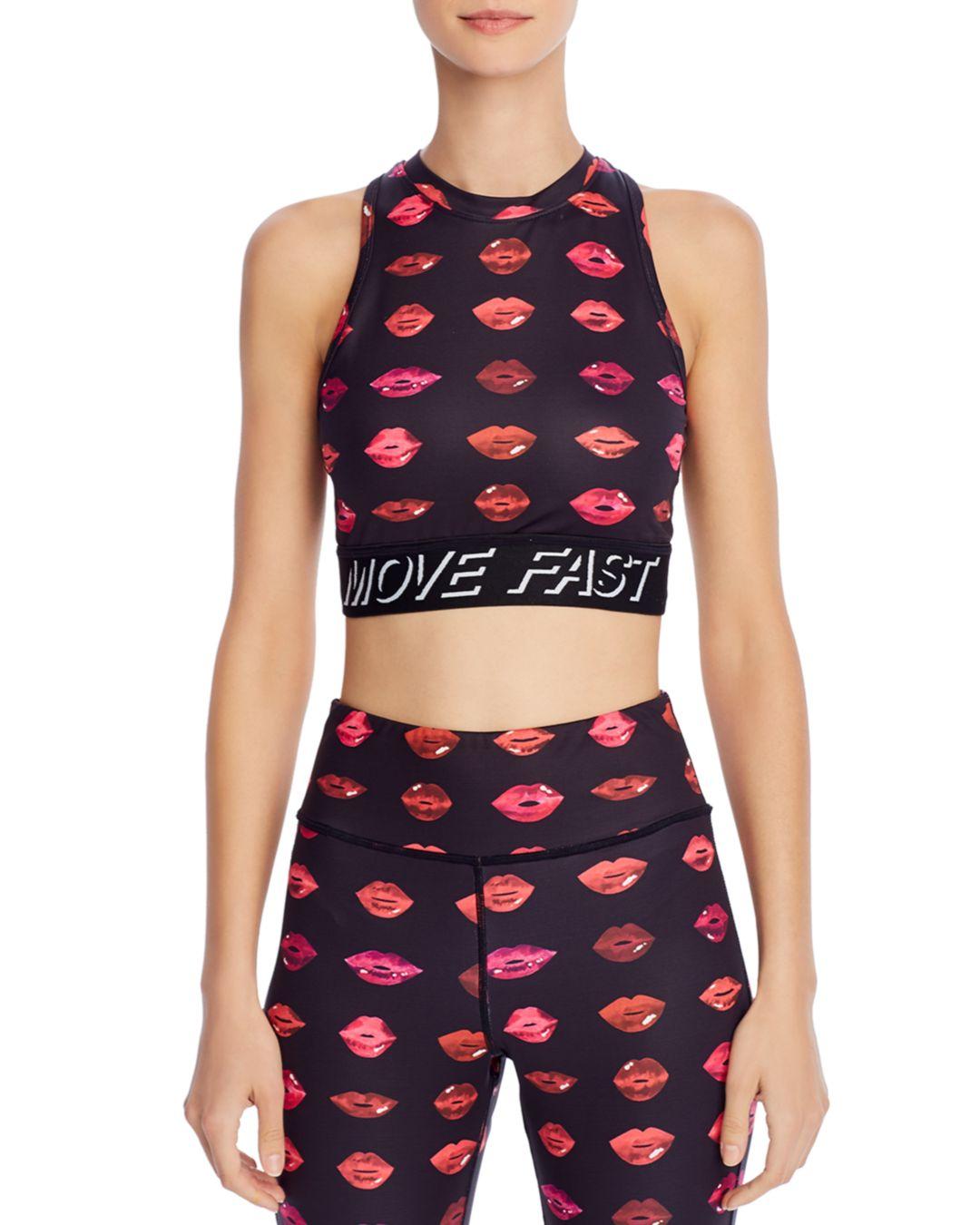 Pam Gela  Synthetic Move Fast  By Lip Print Long Bra in 