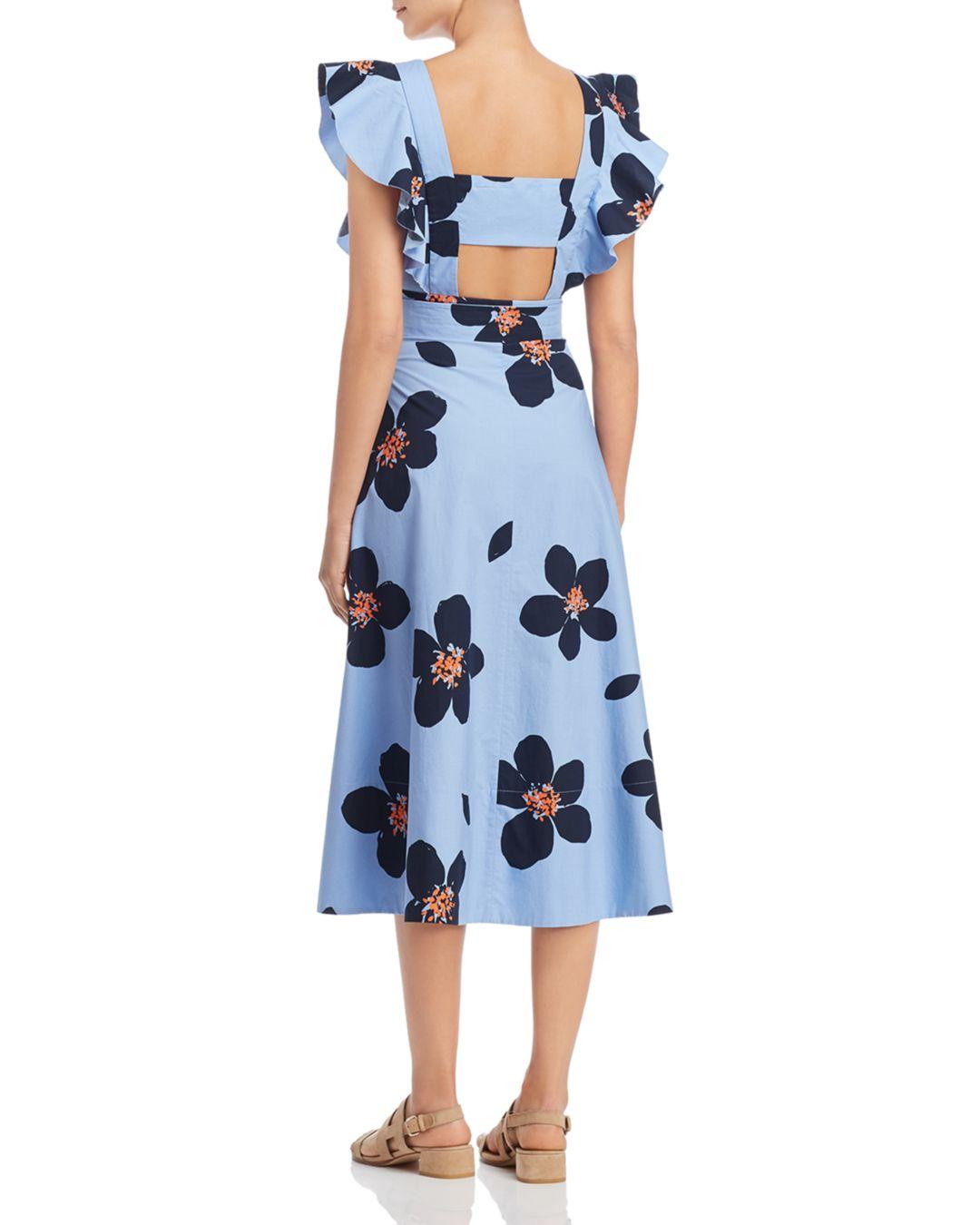 kate spade grand flora poplin midi dress