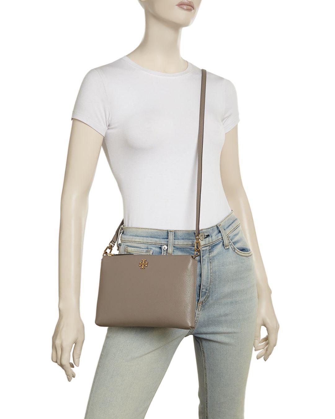 tory burch pebbled leather top zip crossbody bag
