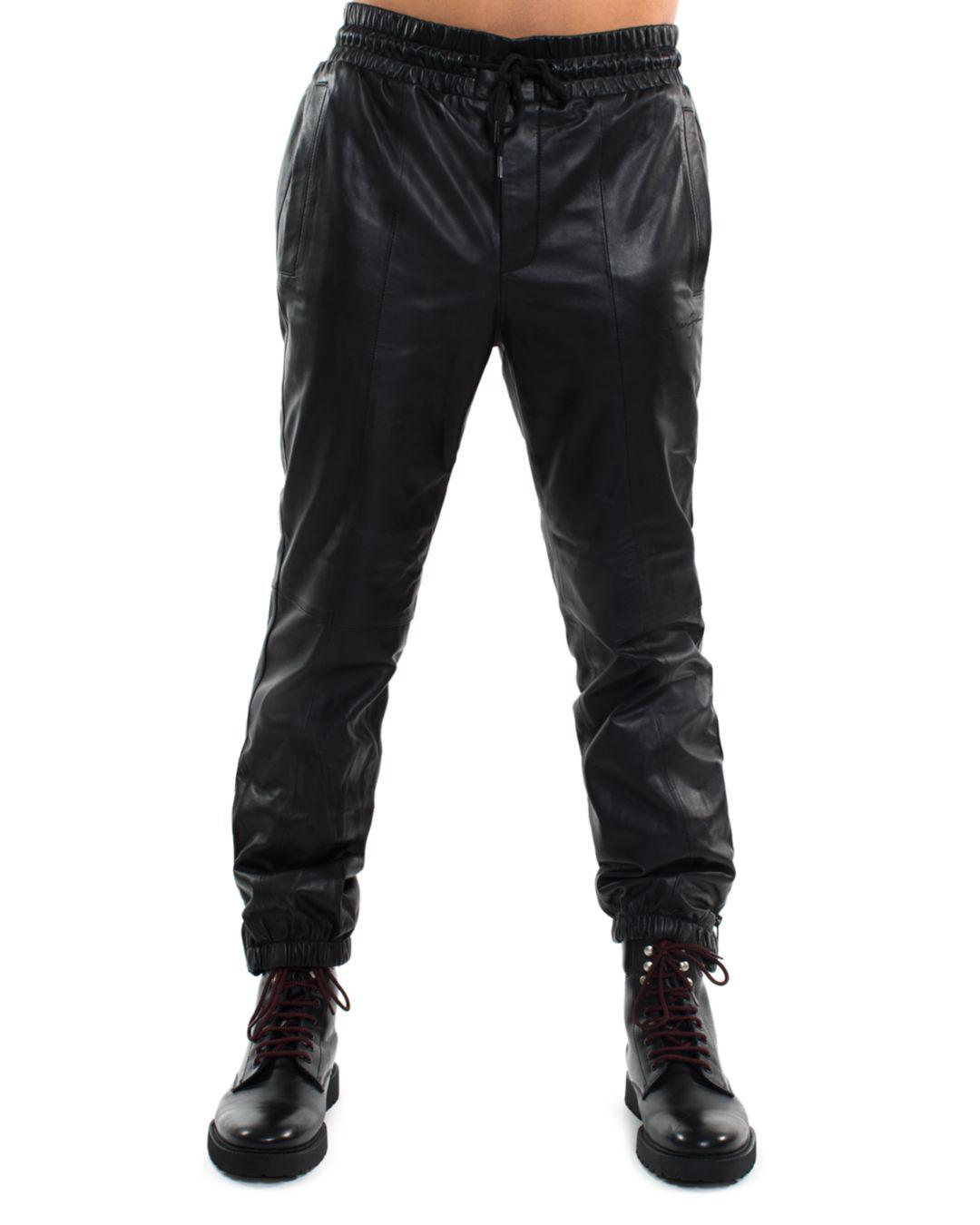 Sean John Leather Track Pants in Black 