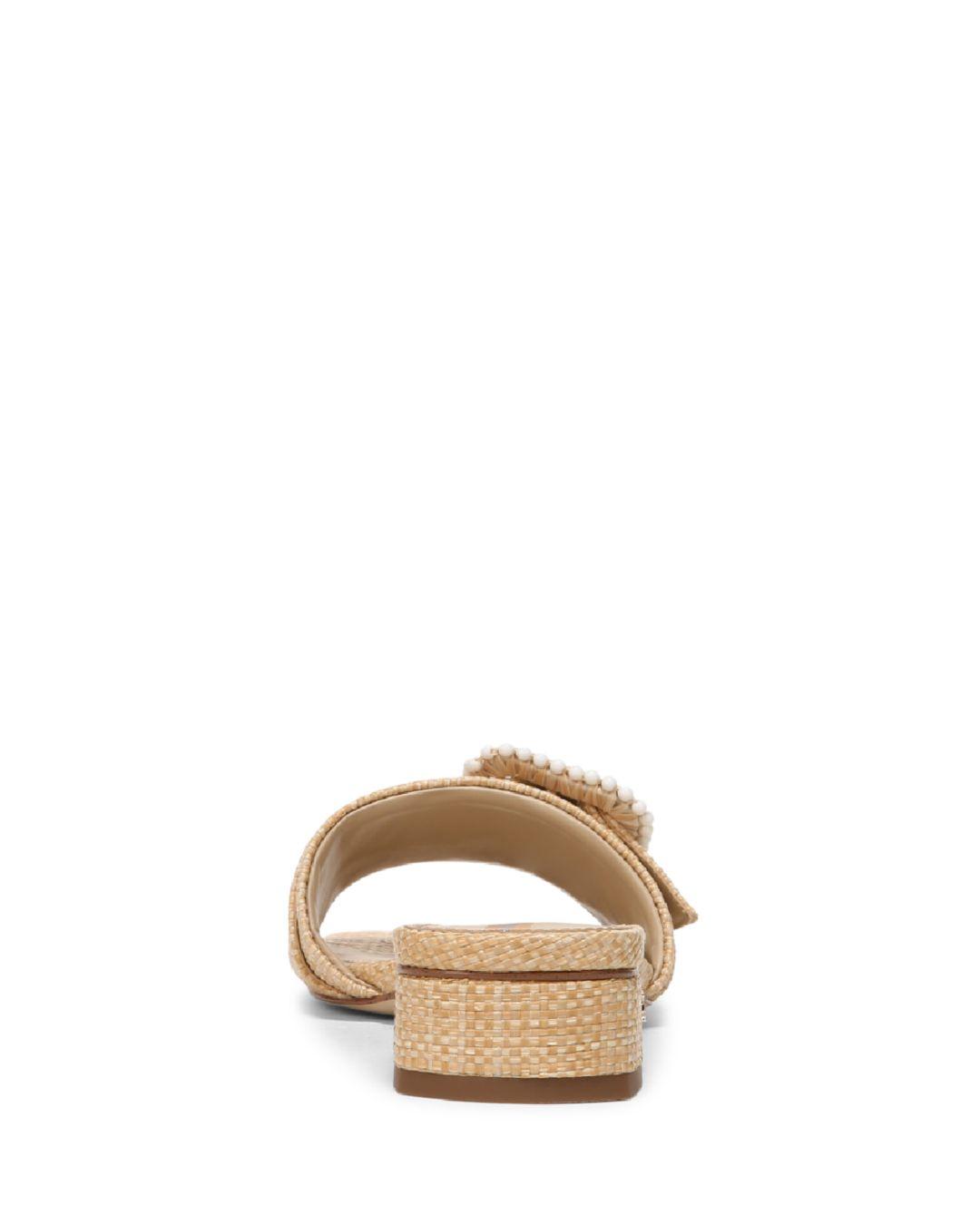 Sam Edelman Deacon Square Toe Buckle Block Heel Slide Sandals in Natural |  Lyst