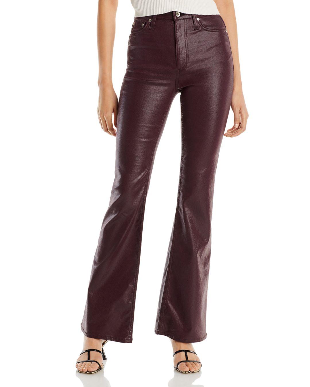 Rag & Bone Casey Coated High Rise Flare Jeans In Burgundy in Red | Lyst