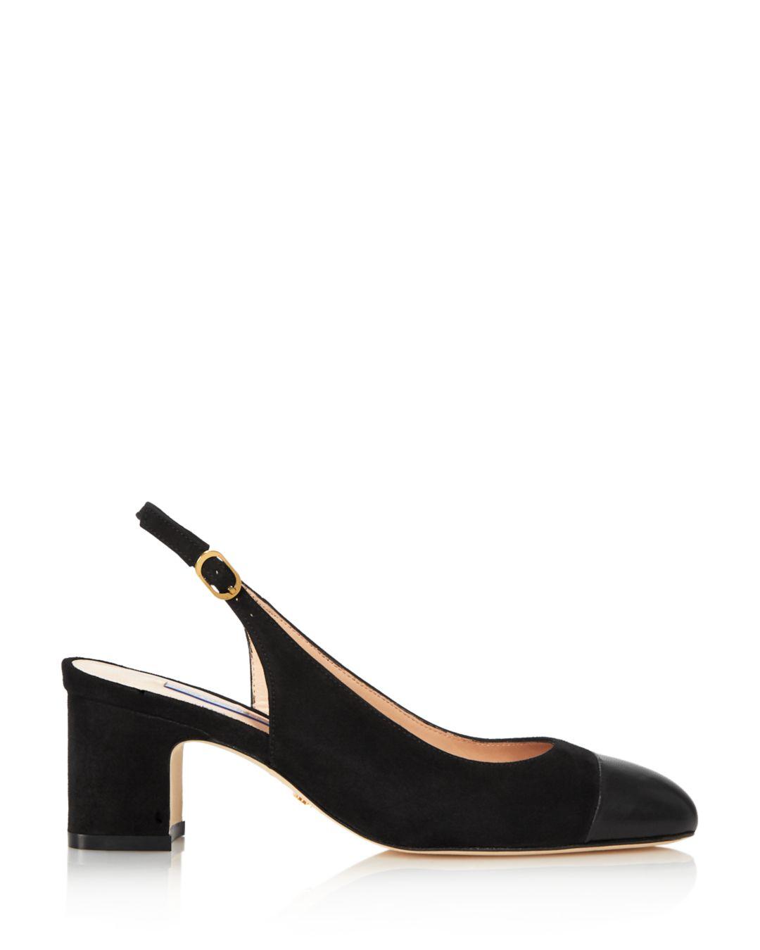 Stuart Weitzman Leather Women's Loraina Block Heel Slingback Pumps in Black Leather (Black) - Lyst