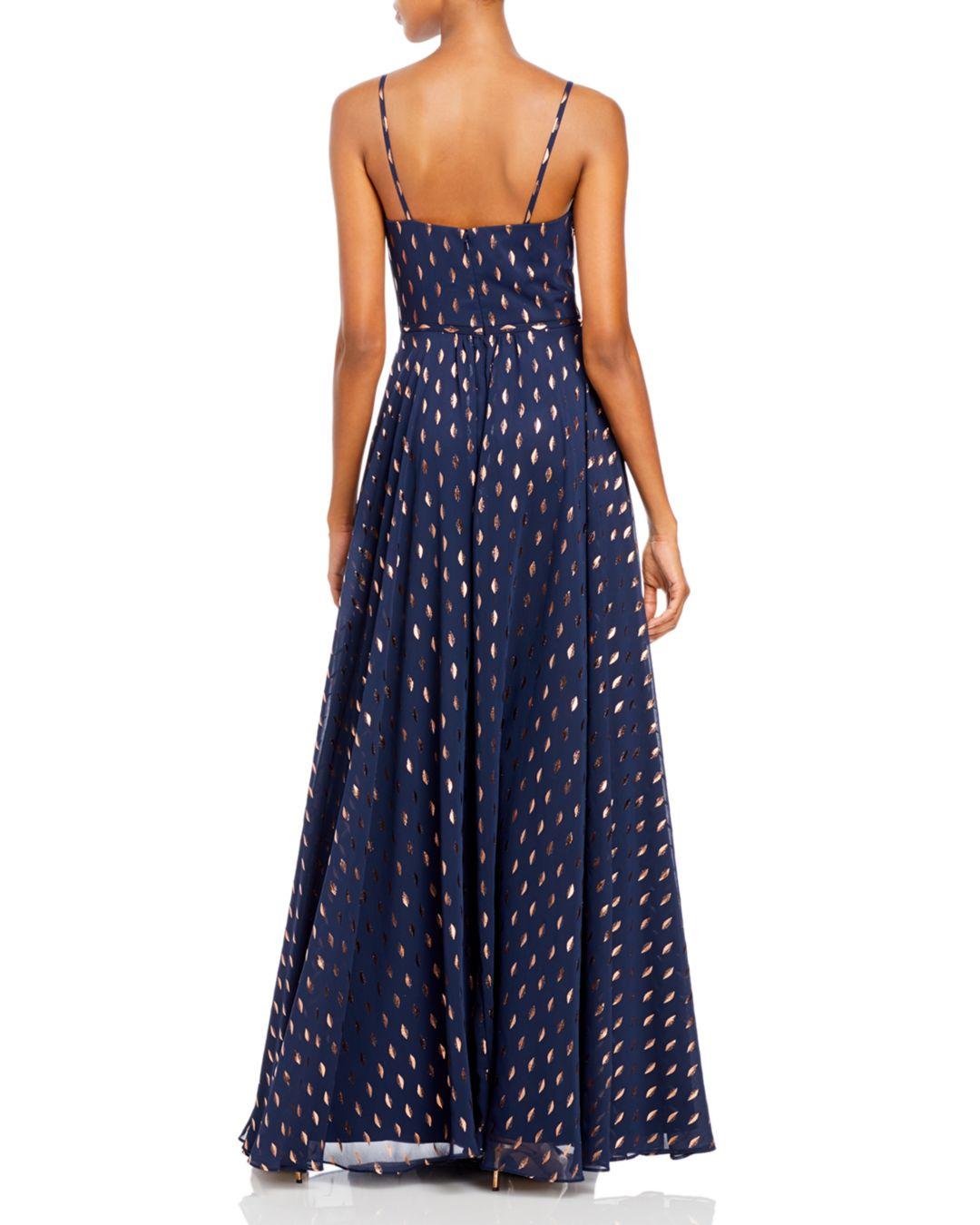 Aqua Synthetic Printed Maxi Dress in 