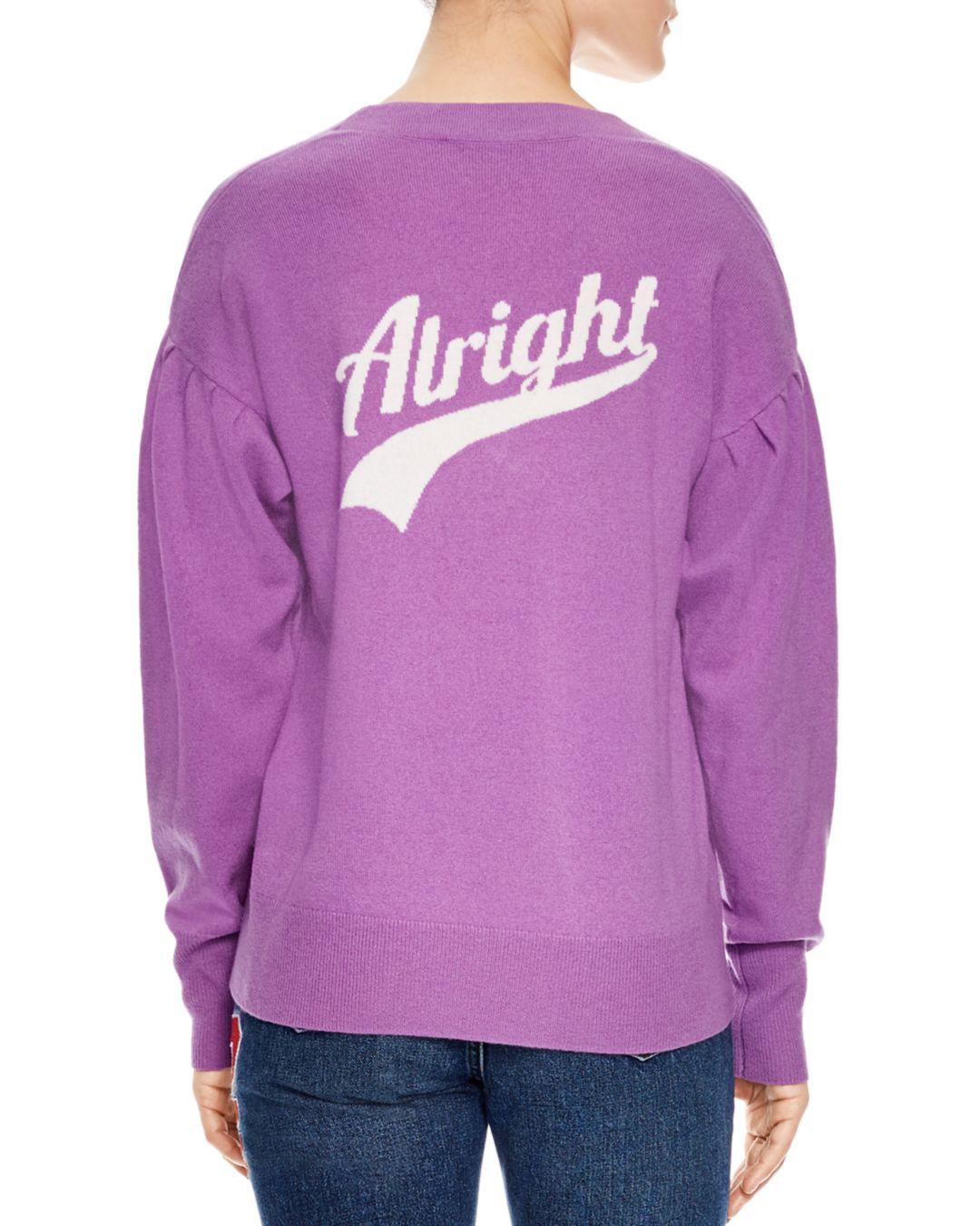 purple graphic sweater