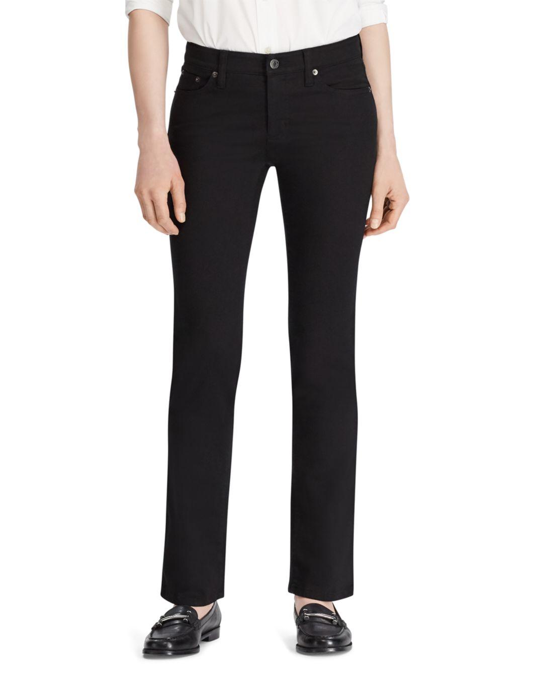 Ralph Lauren Denim Lauren Modern Curvy Straight - Leg Jeans In Black | Lyst