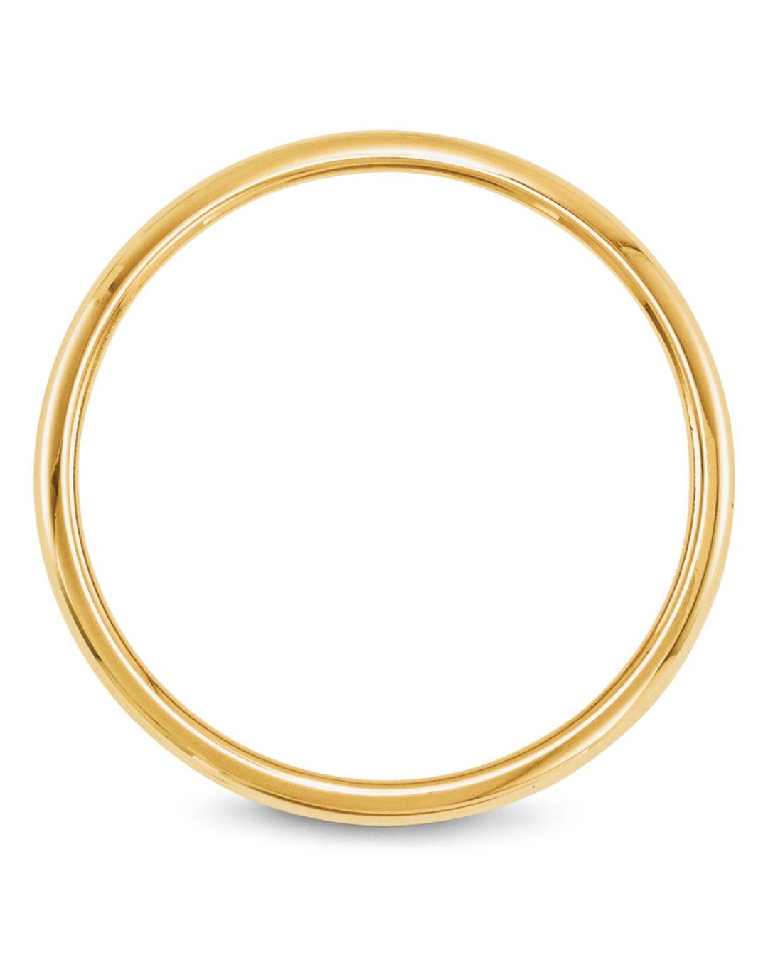 14K White Gold 2mm Lightweight Half Round Band Ring 