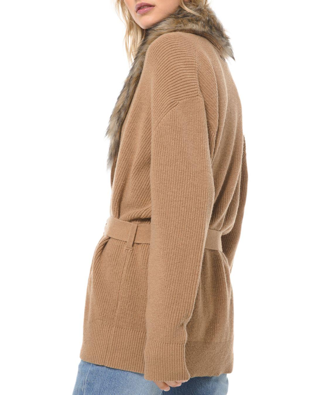 michael kors faux fur cardigan
