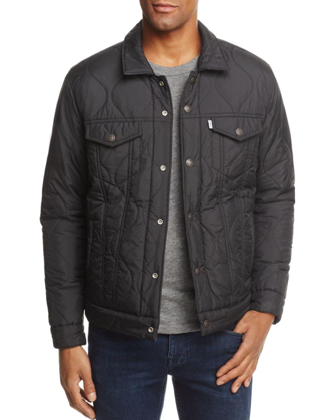 Levi's Camouflage Reversible Quilted Trucker Jacket in Black for Men - Lyst