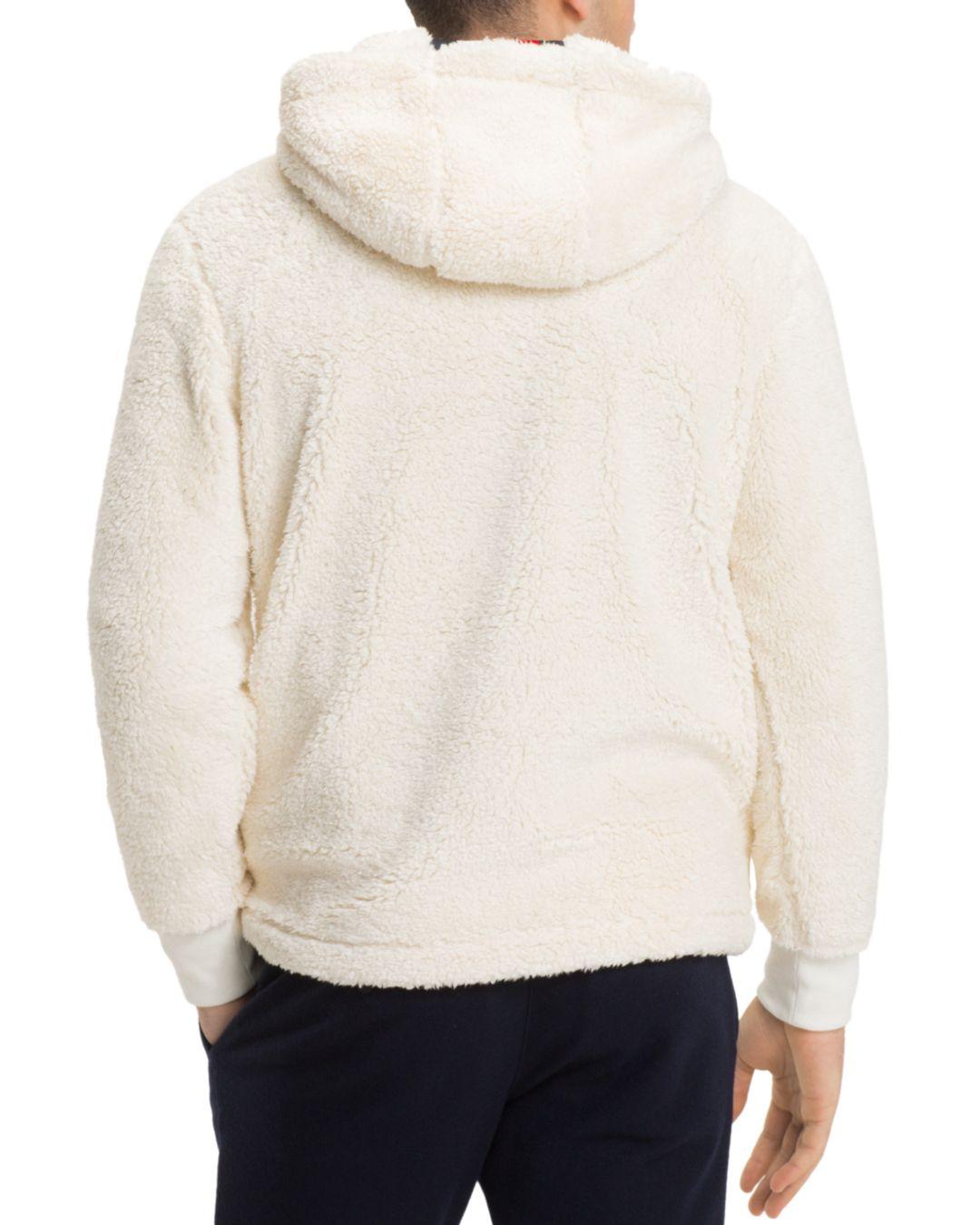 Tommy Hilfiger Oversized Hooded Sherpa Sweatshirt in White for Men - Lyst