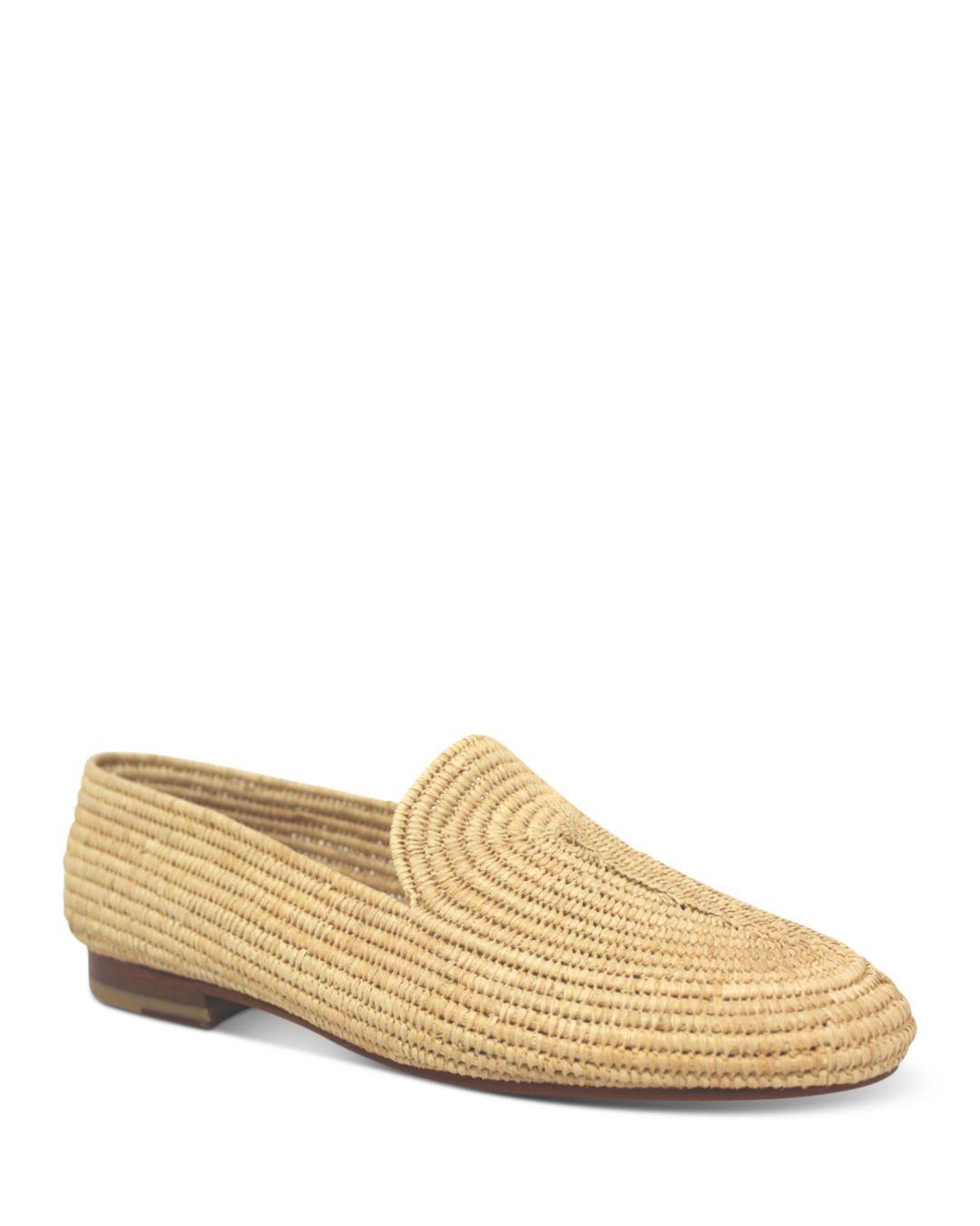 Carrie Forbes Atlas Slip On Woven Loafer Flats in Natural | Lyst