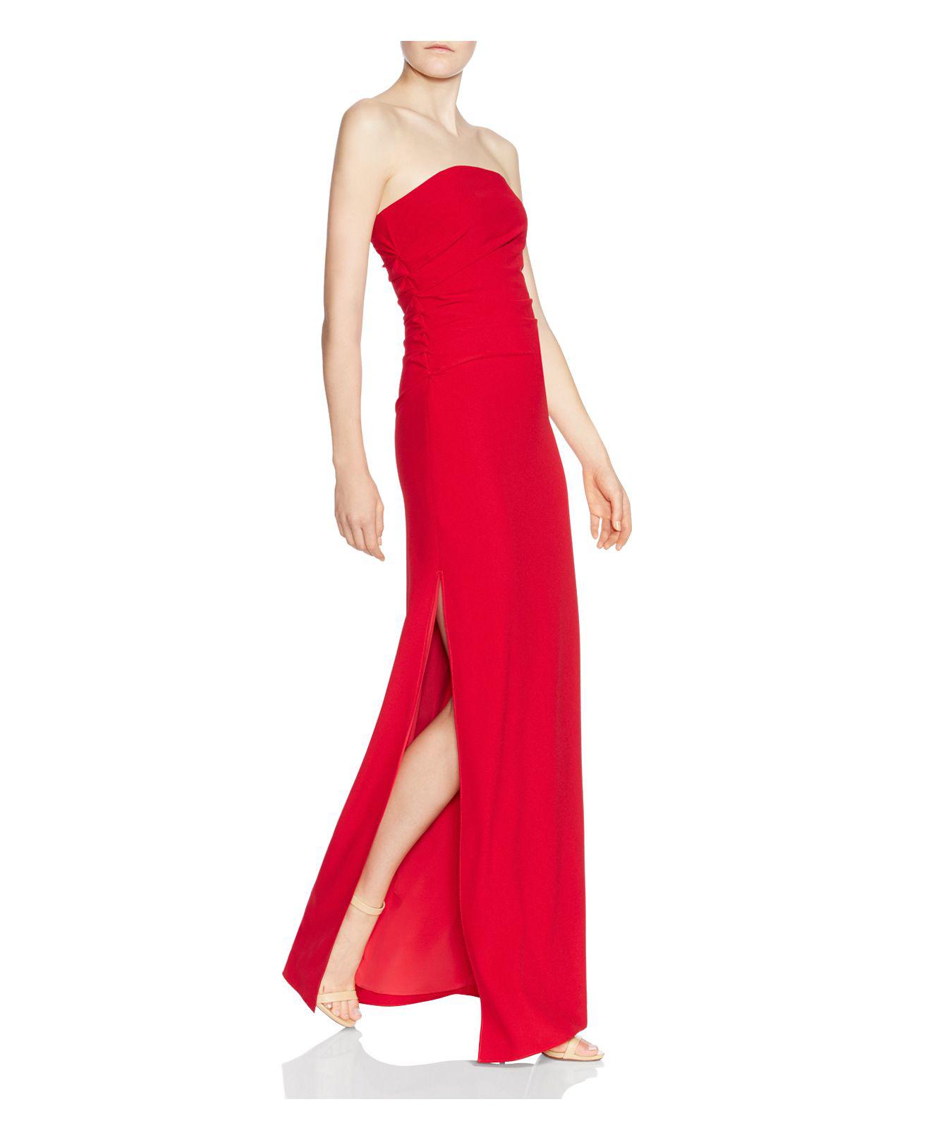 halston red gown
