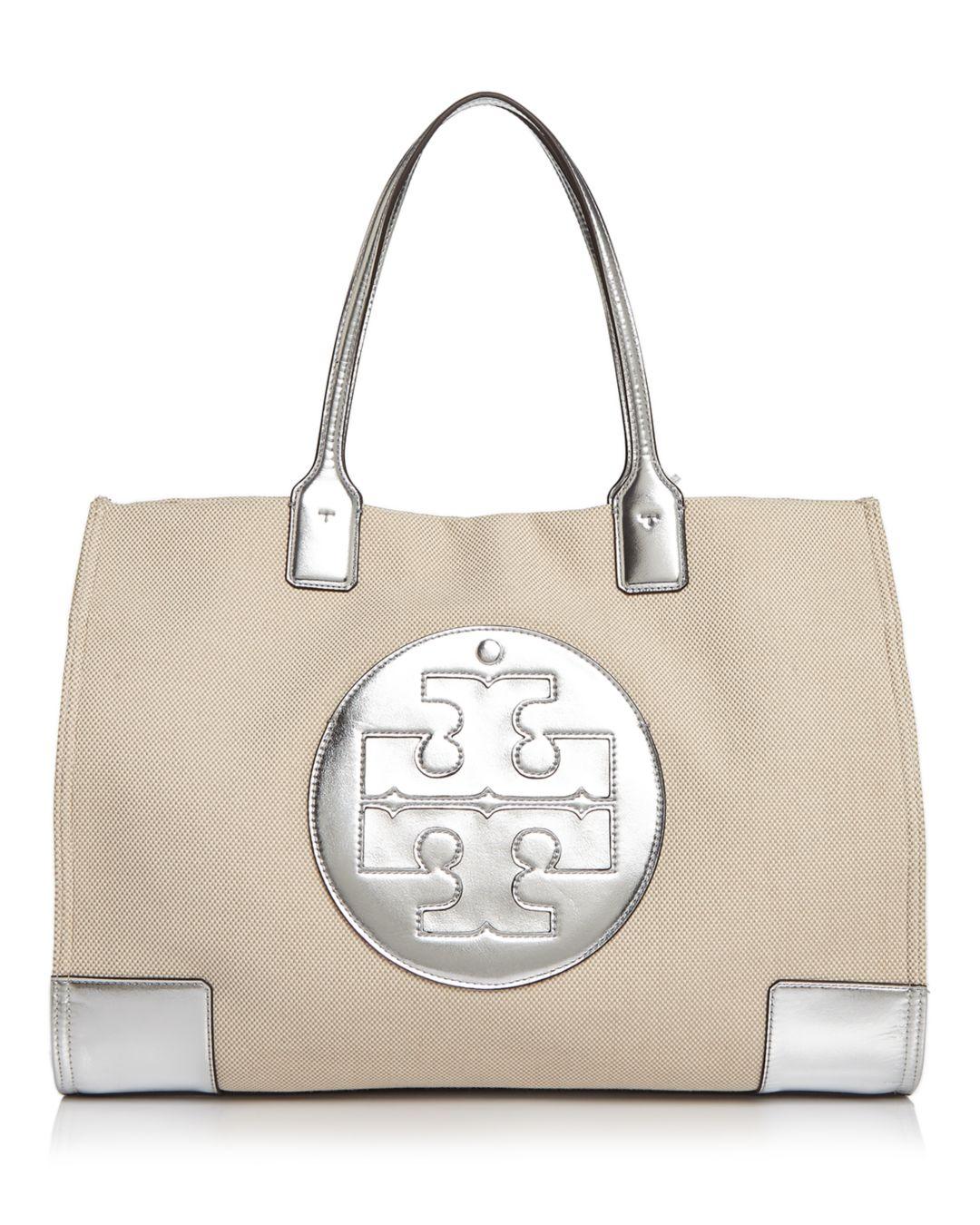 tory burch silver tote