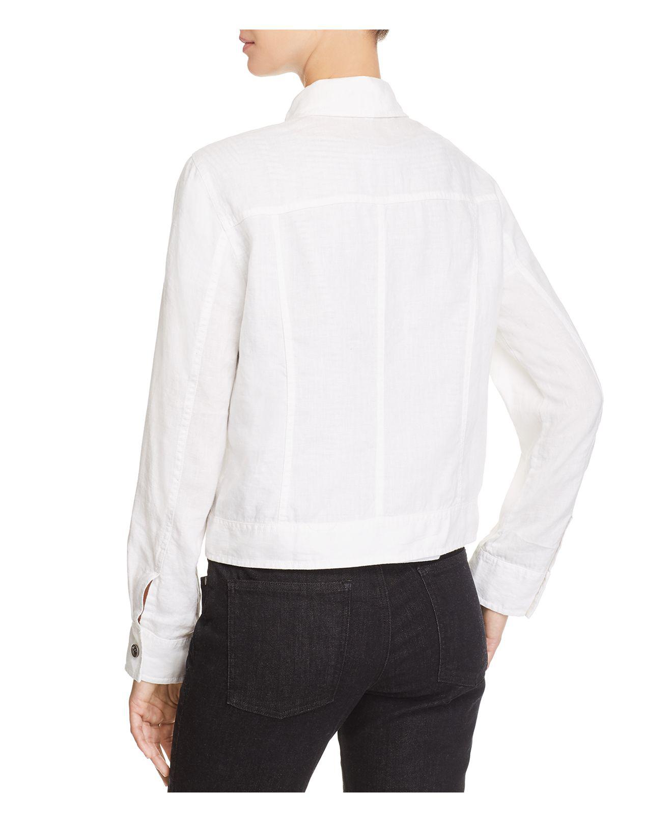 white linen jean jacket