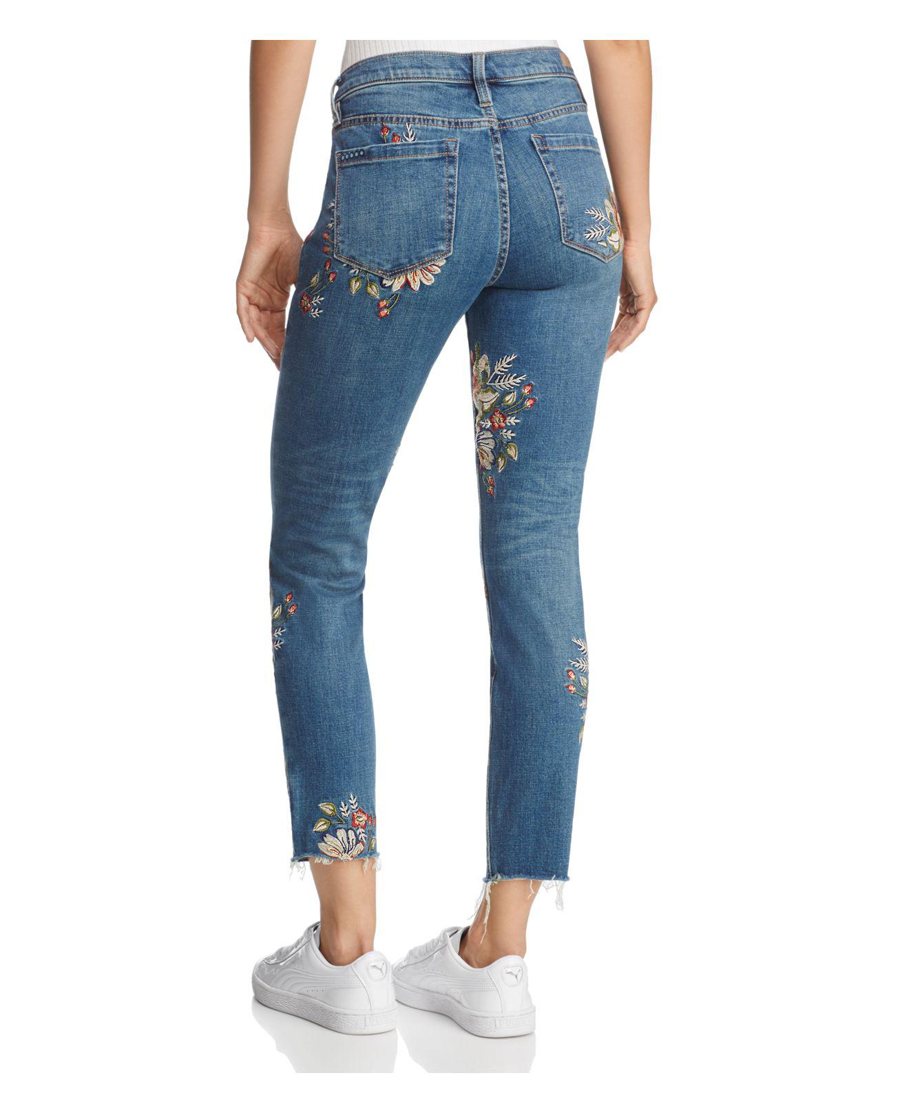 Blank NYC Denim Embroidered Straight-leg Jeans In Green Thumb Blue - Lyst