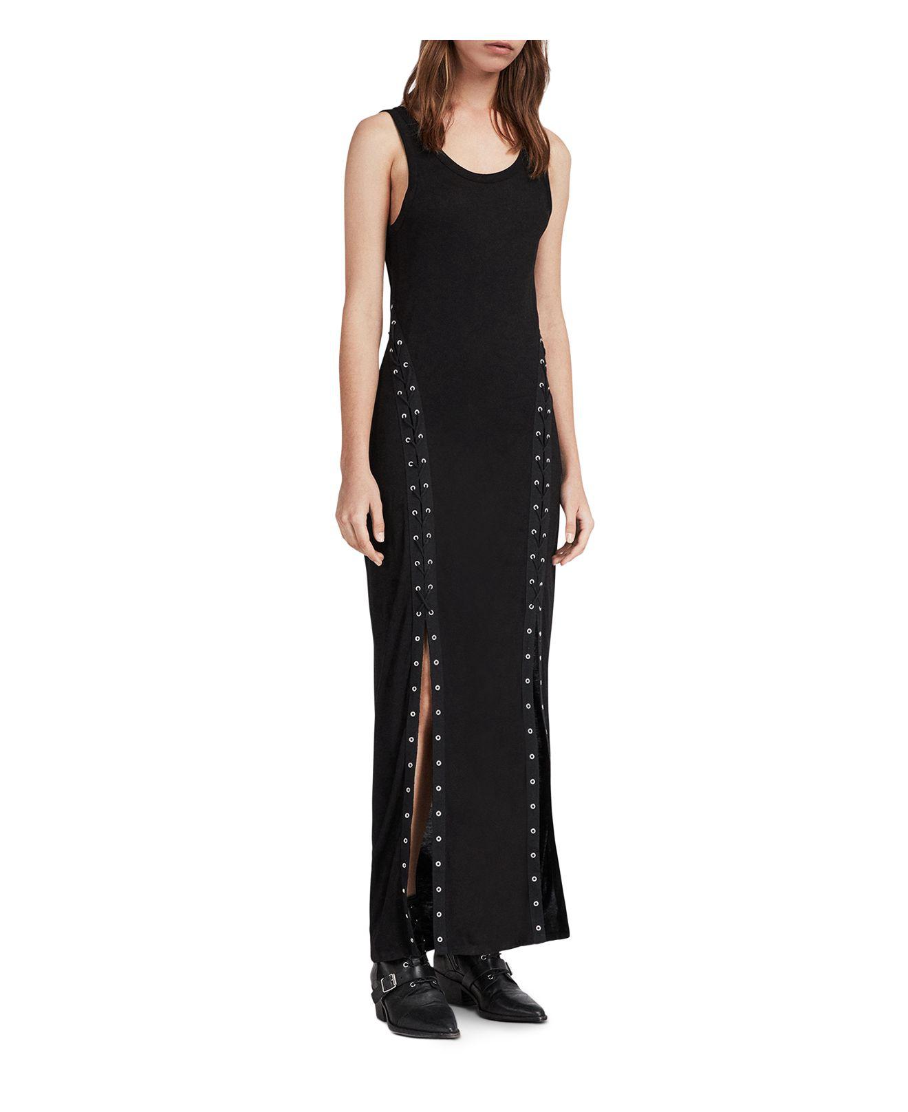 all saints black maxi dress