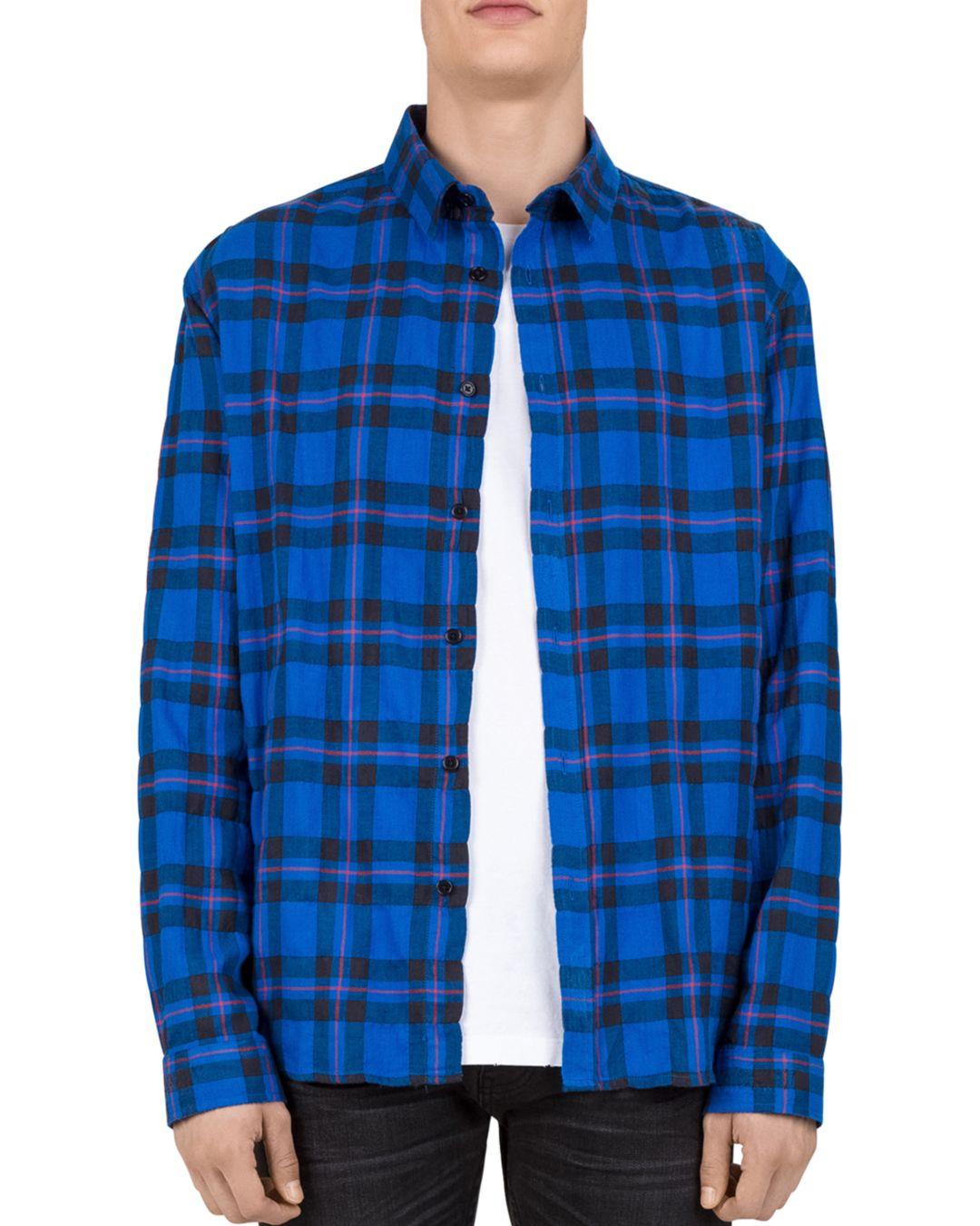 The Kooples Checked Regular Fit Button Down Shirt in Blue for Men Lyst