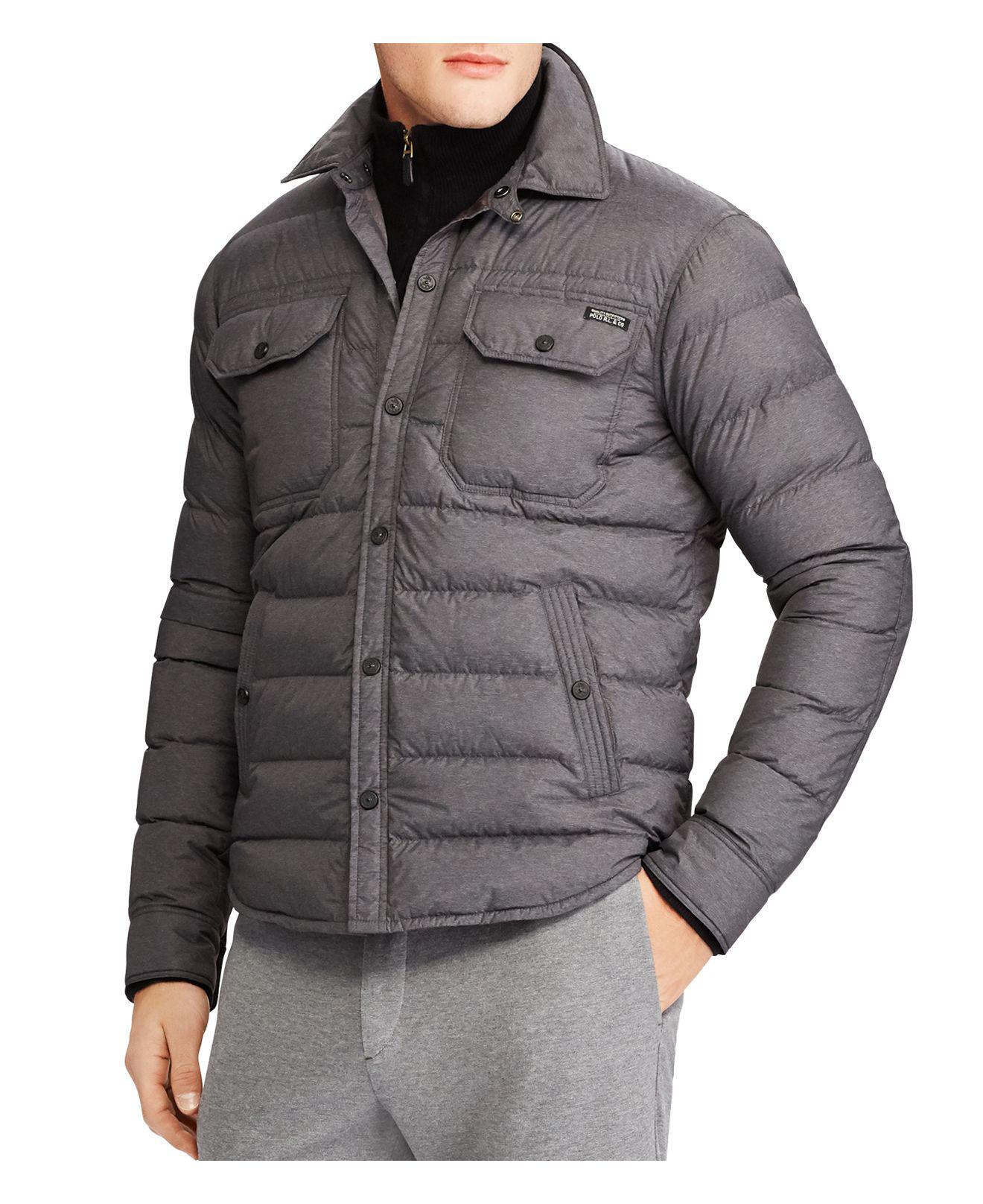 Polo Ralph Lauren Synthetic Quilted Down Shirt Jacket in Gray for Men - Lyst