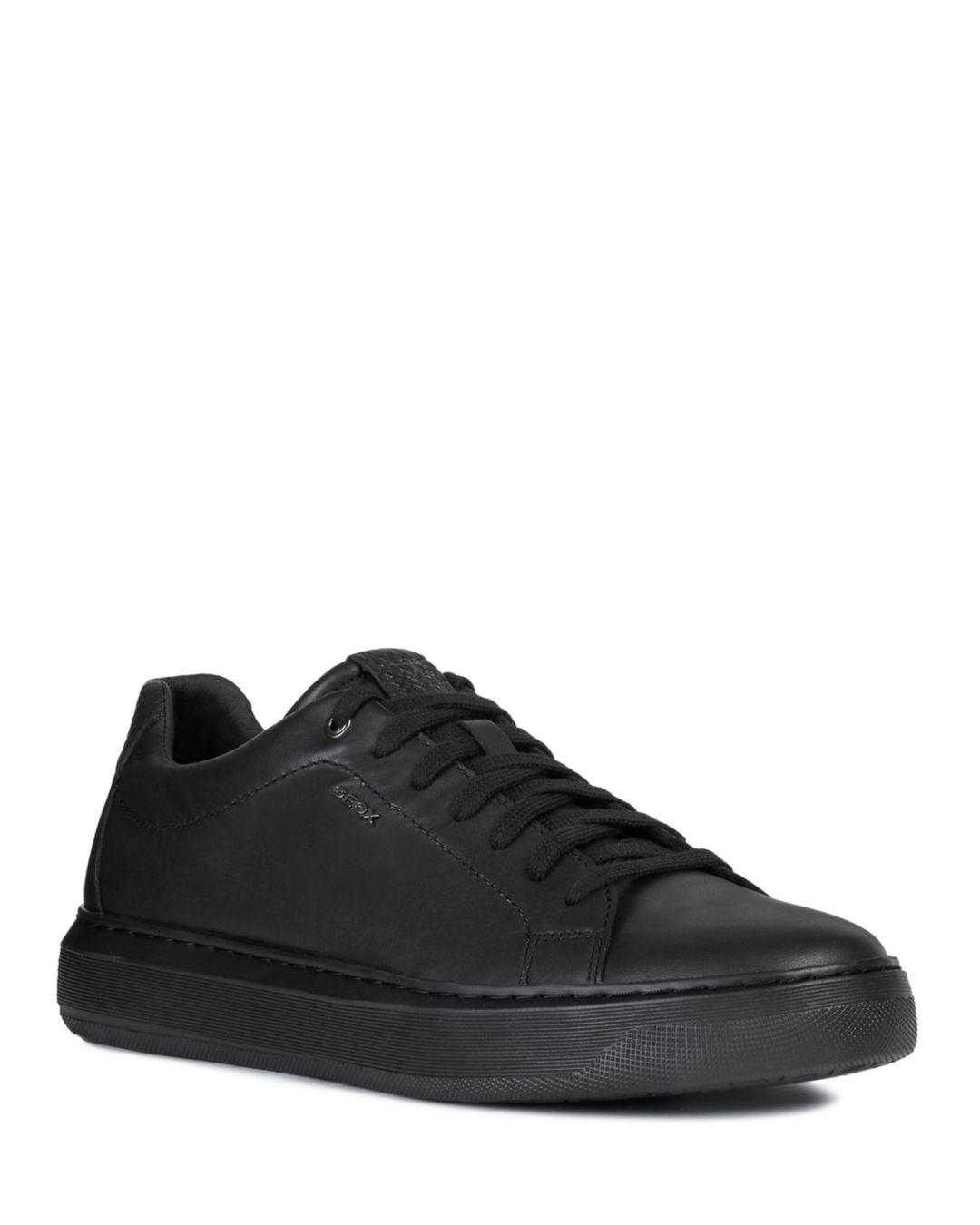 Geox Deiven Leather Sneakers in Black for Men | Lyst