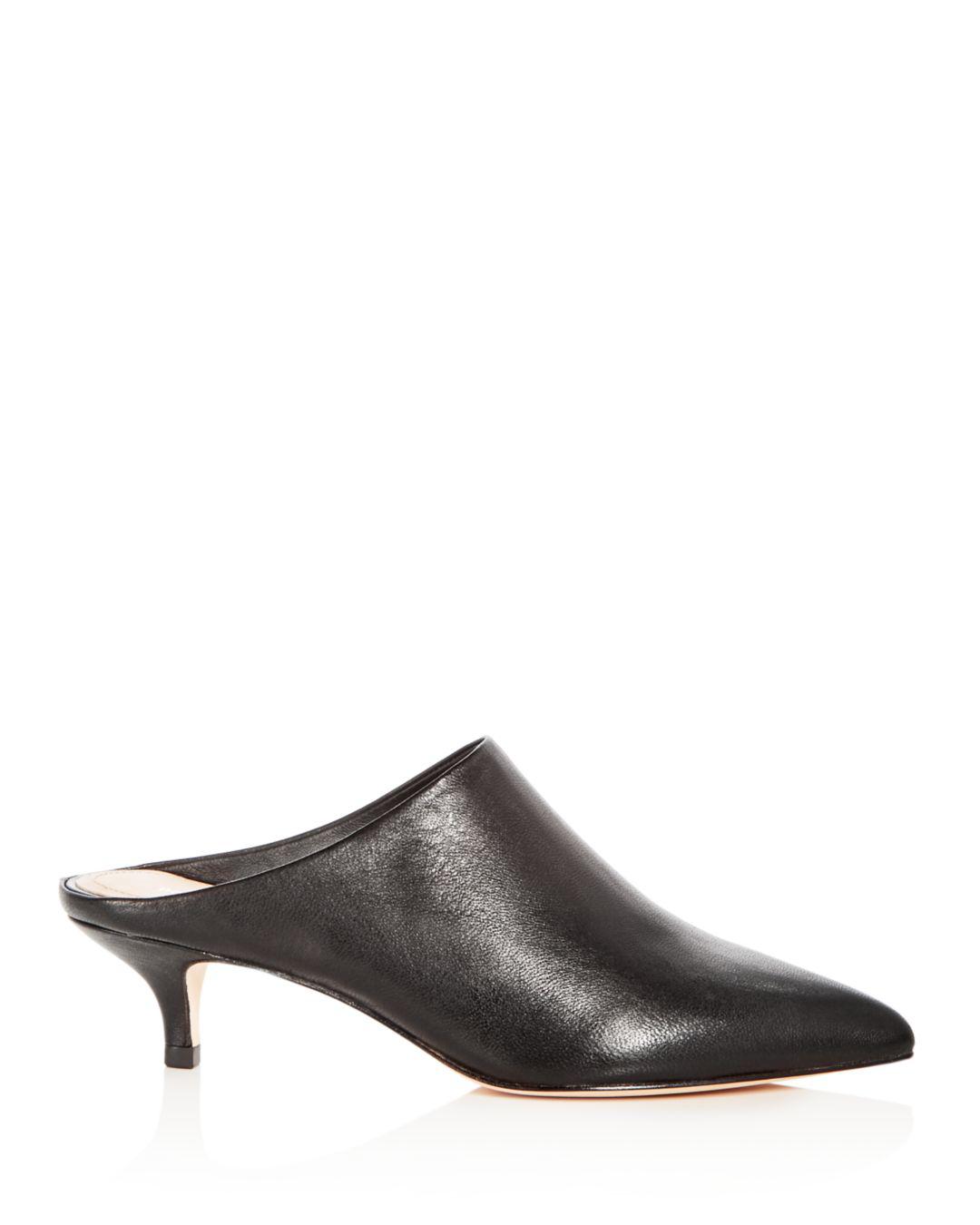 leather kitten heel mules
