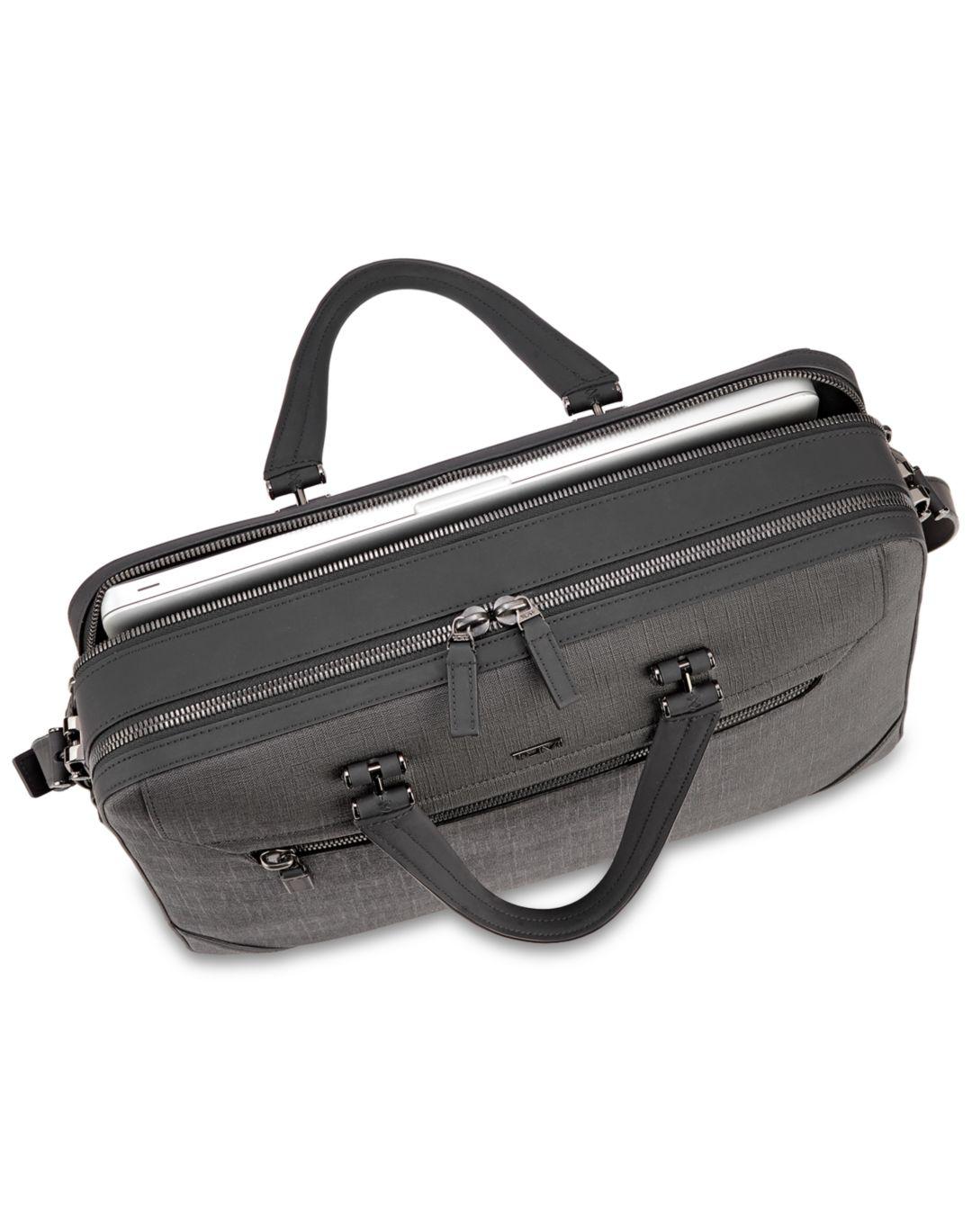 tumi gray briefcase