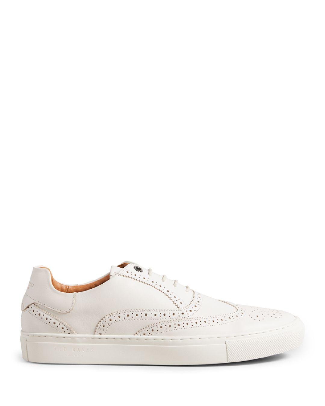Ted Baker Dentton Burnished Leather Brogue Hybrid in White for Men | Lyst